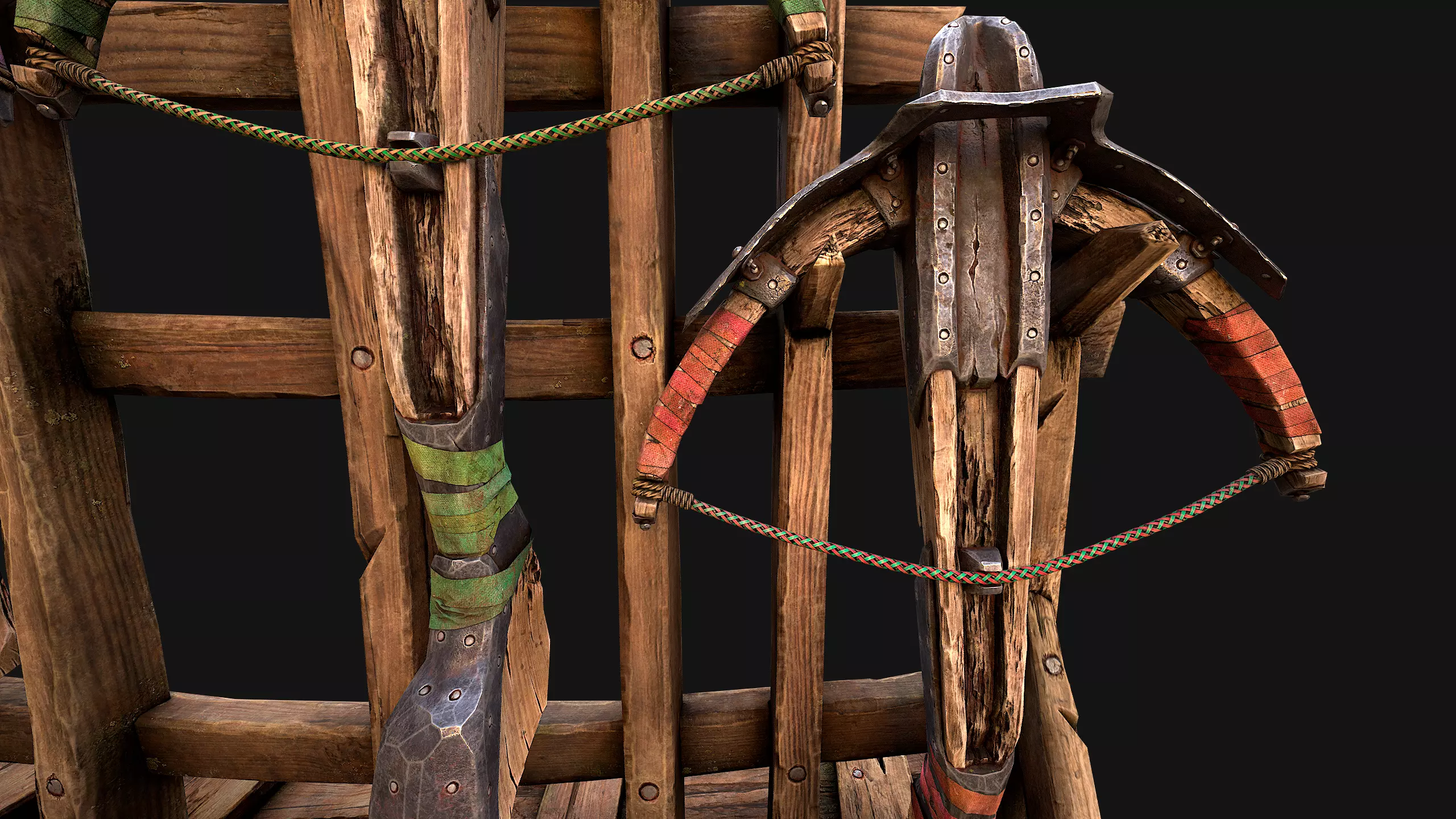 Medieval Crossbow Weapon Rack Stand Armory Pack Low-poly 3D model_22