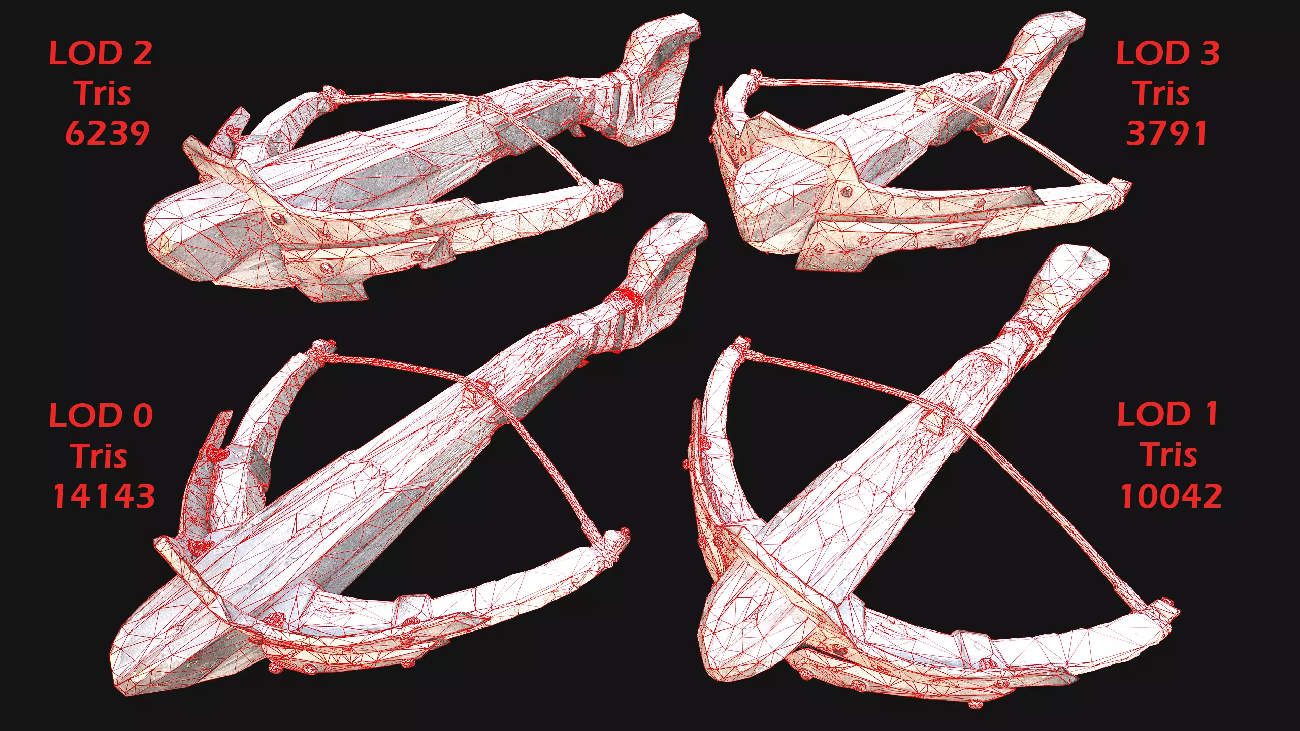 Medieval Crossbow Weapon Rack Stand Armory Pack Low-poly 3D model_4