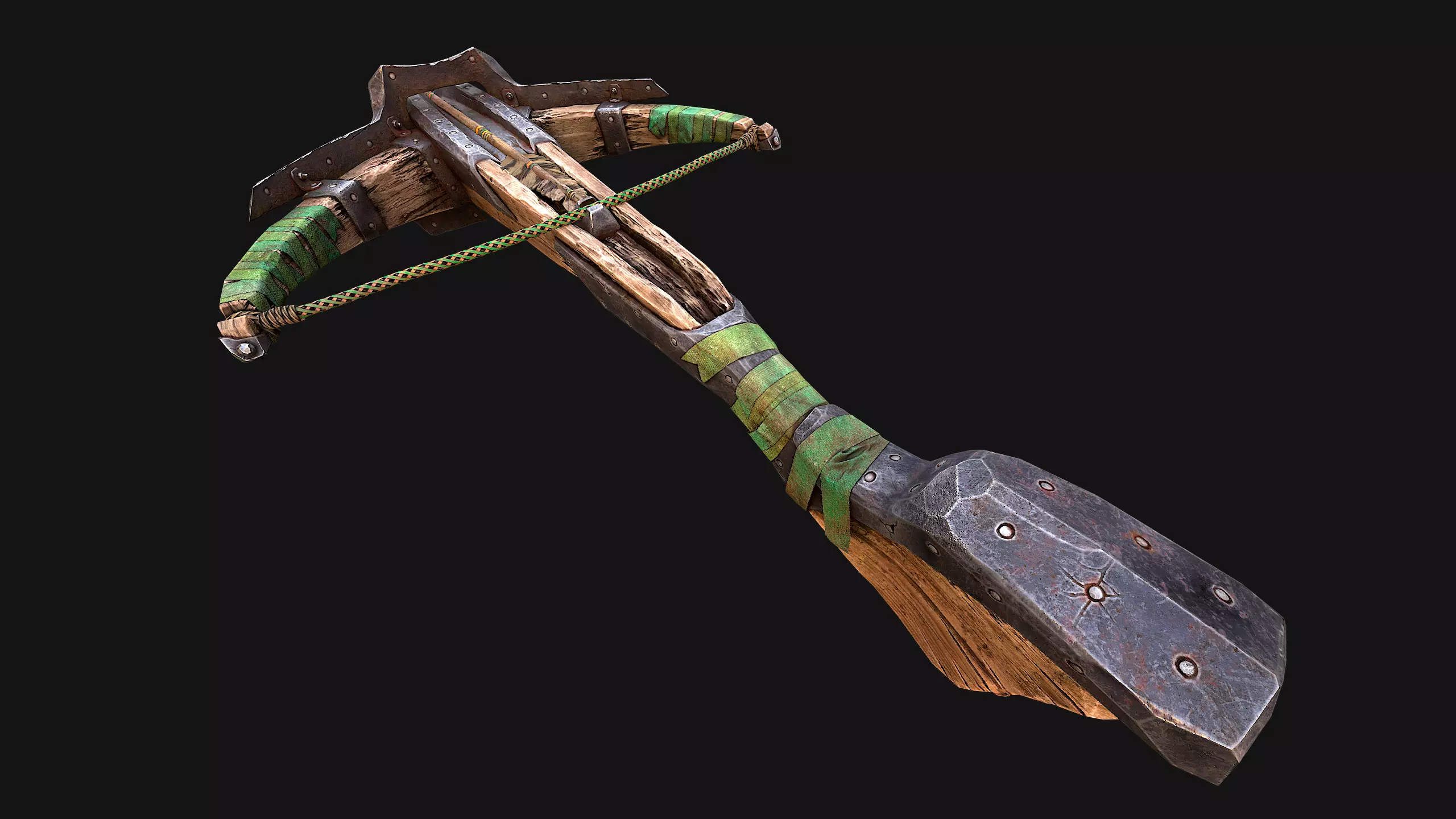 Medieval Crossbow Weapon Rack Stand Armory Pack Low-poly 3D model_10