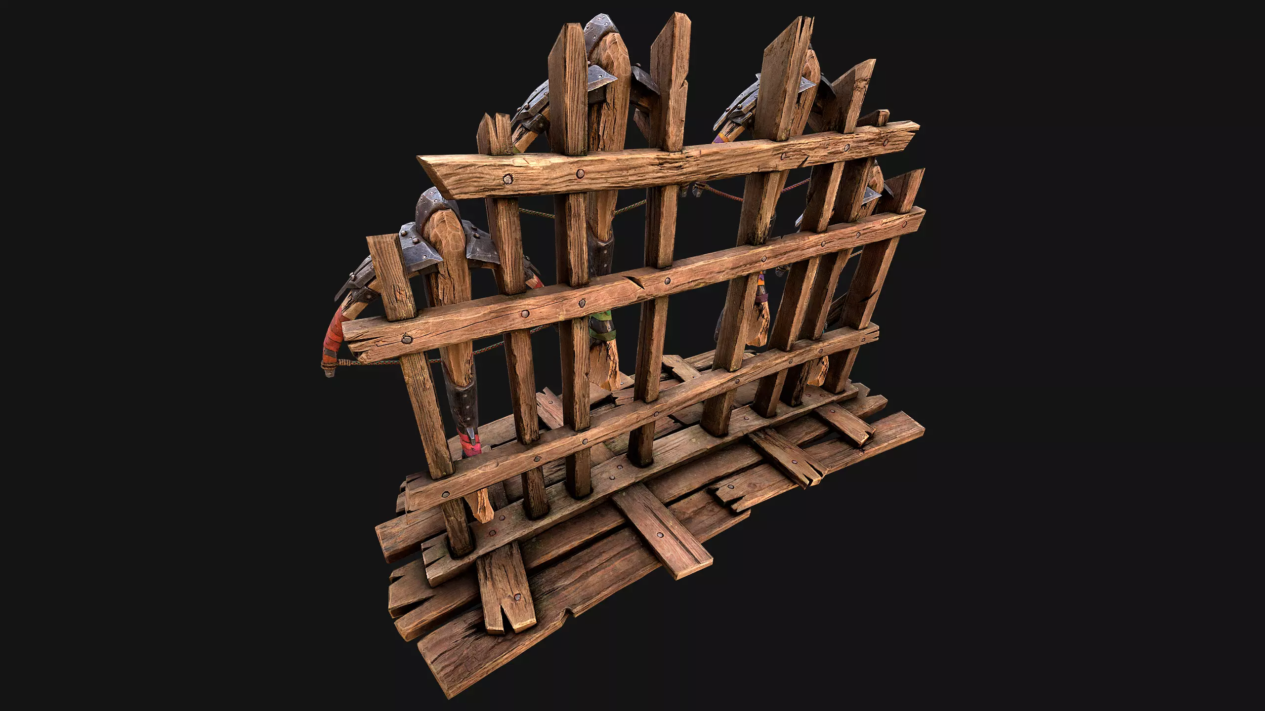 Medieval Crossbow Weapon Rack Stand Armory Pack Low-poly 3D model_17
