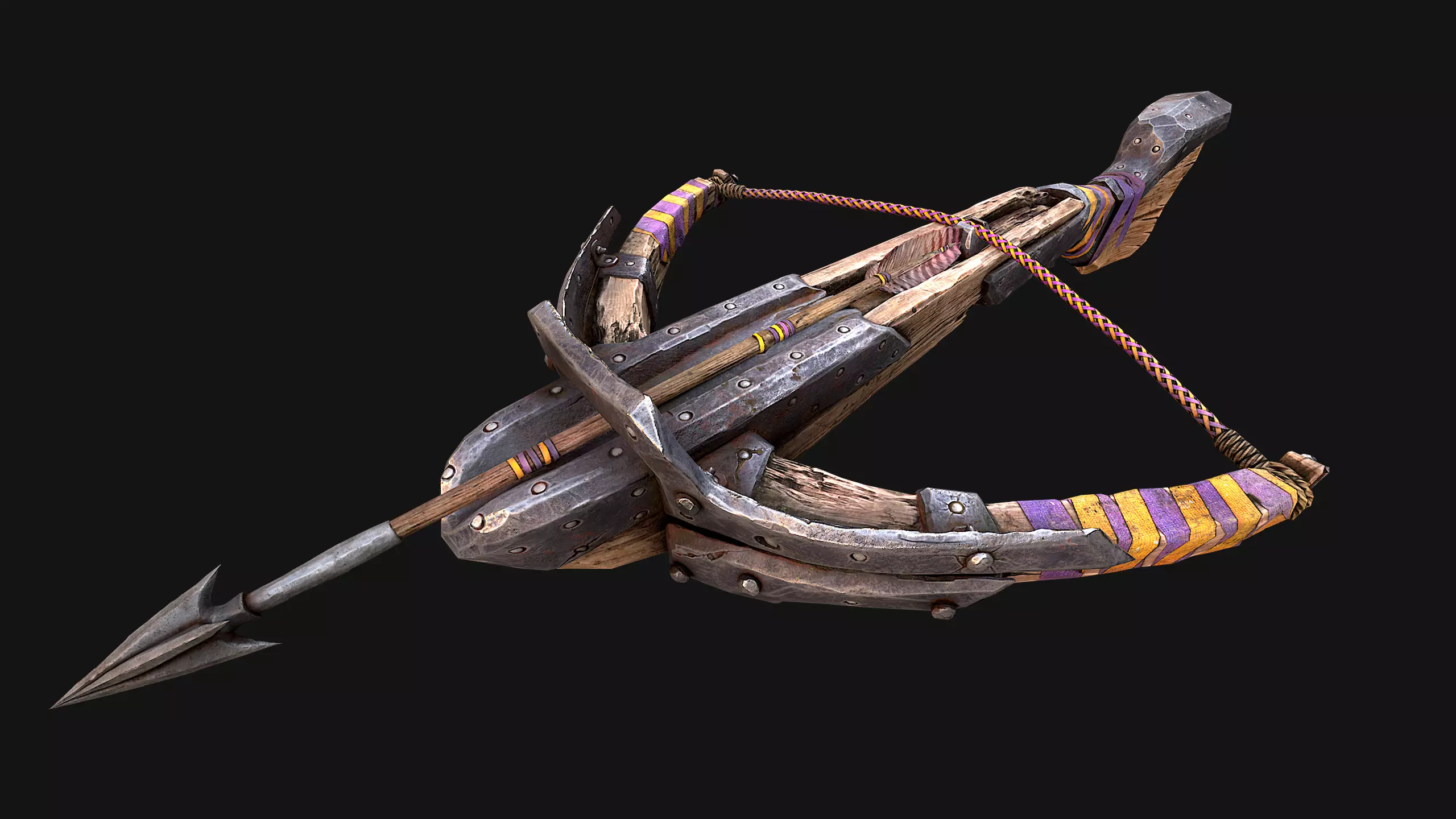 Medieval Crossbow Weapon Rack Stand Armory Pack Low-poly 3D model_15