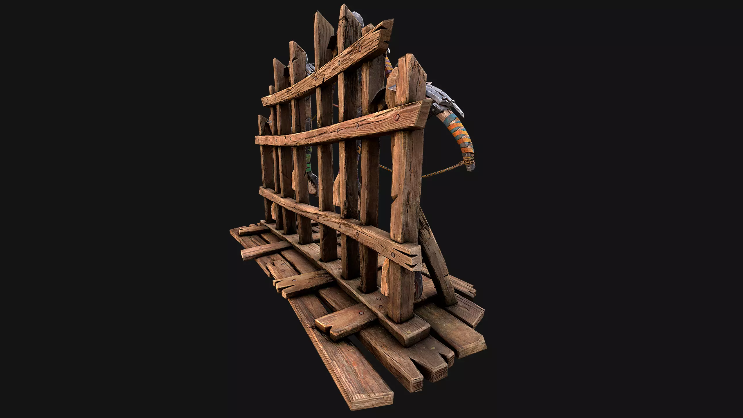 Medieval Crossbow Weapon Rack Stand Armory Pack Low-poly 3D model_30