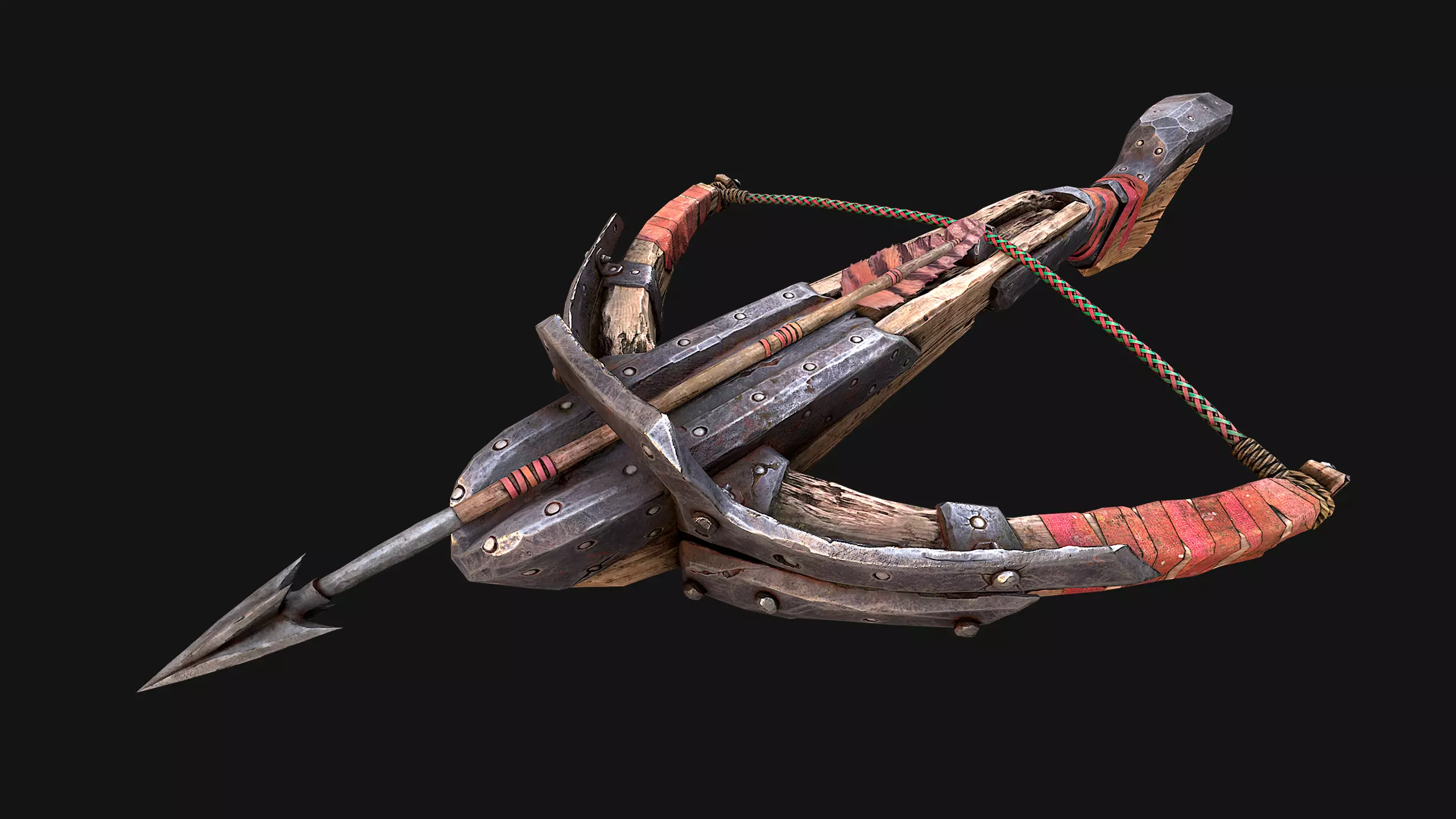 Medieval Crossbow Weapon Rack Stand Armory Pack Low-poly 3D model_12