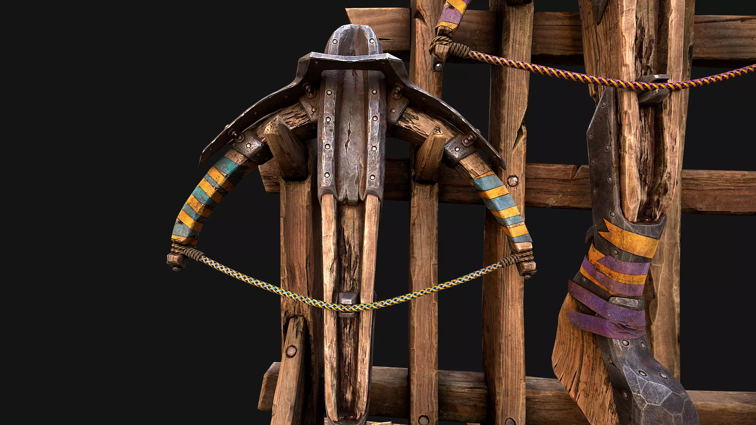 Medieval Crossbow Weapon Rack Stand Armory Pack Low-poly 3D model_25