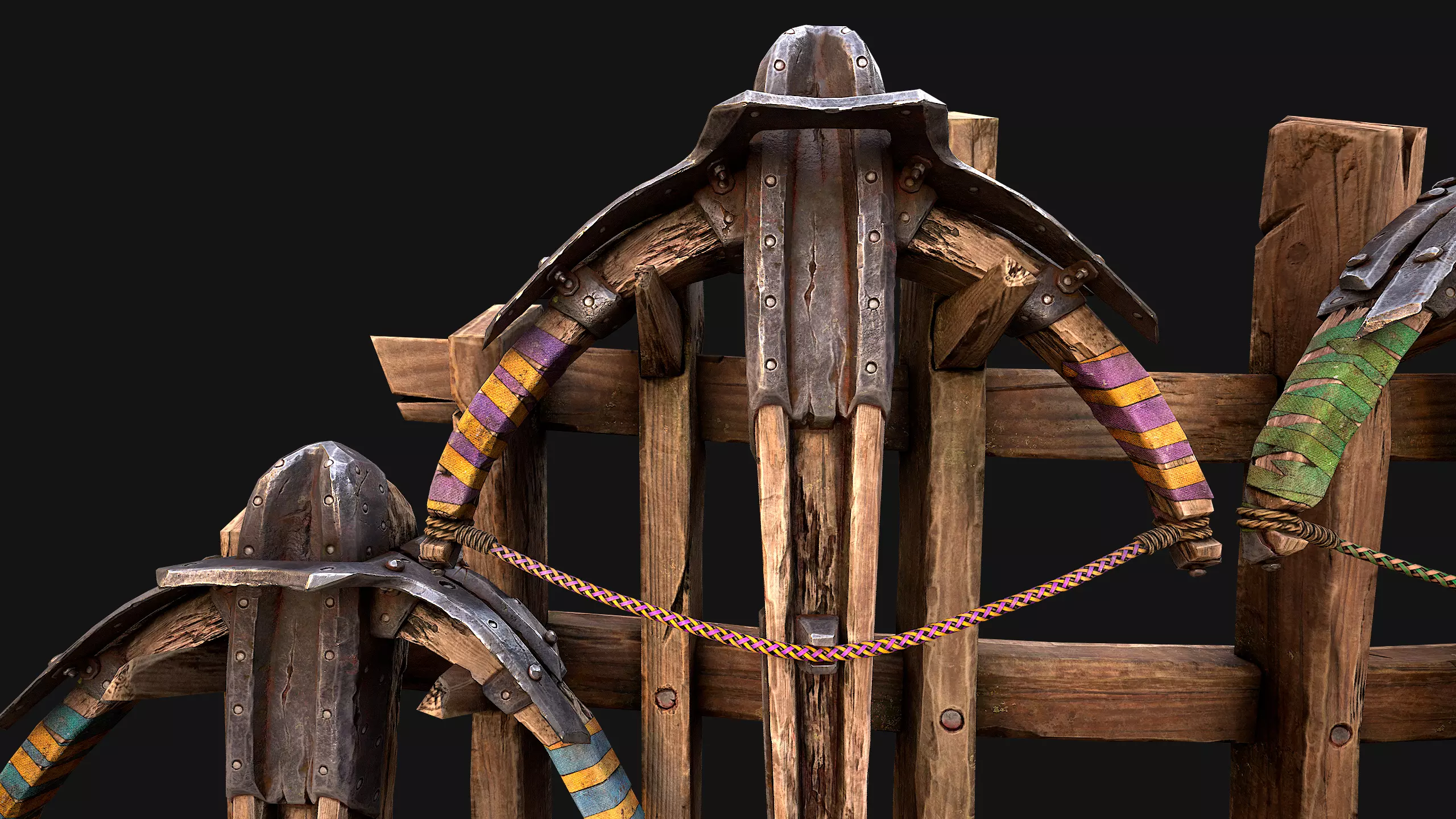 Medieval Crossbow Weapon Rack Stand Armory Pack Low-poly 3D model_24