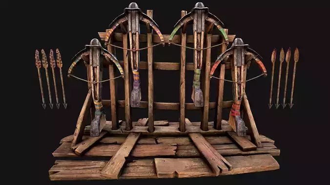 Medieval Crossbow Weapon Rack Stand Armory Pack