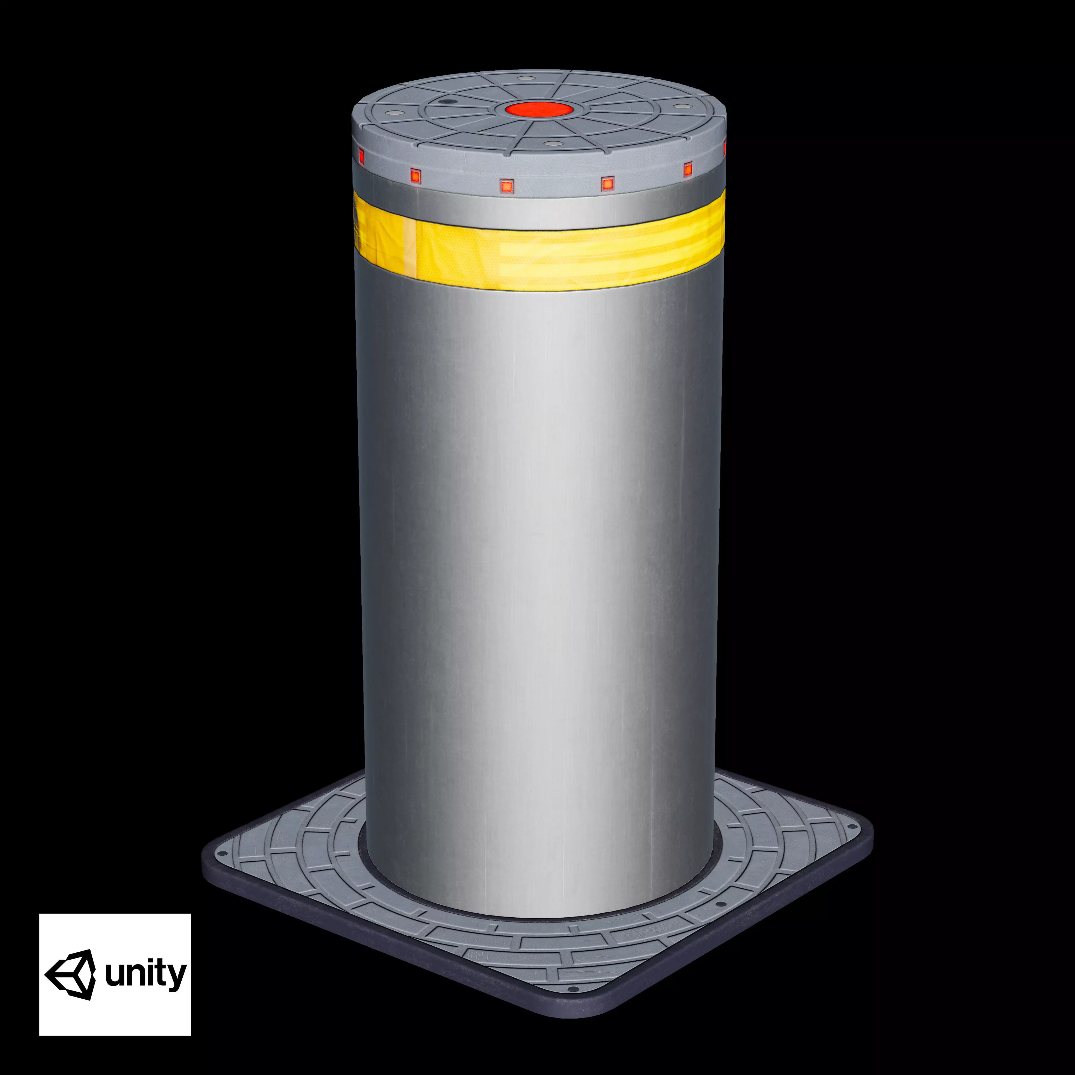 Hydraulic Bollard Low-poly 3D model_16