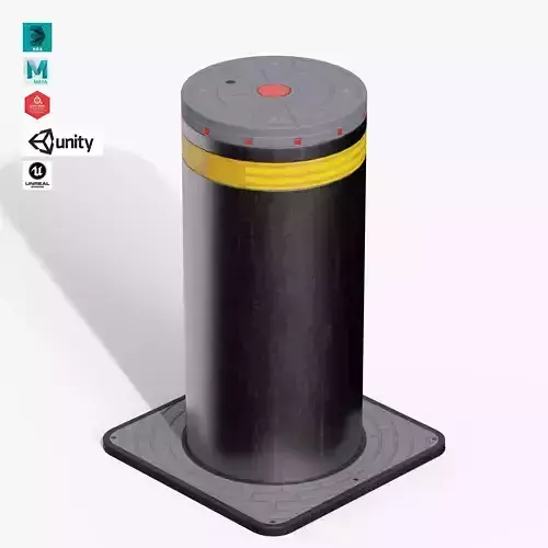 Hydraulic Bollard Low-poly 3D model