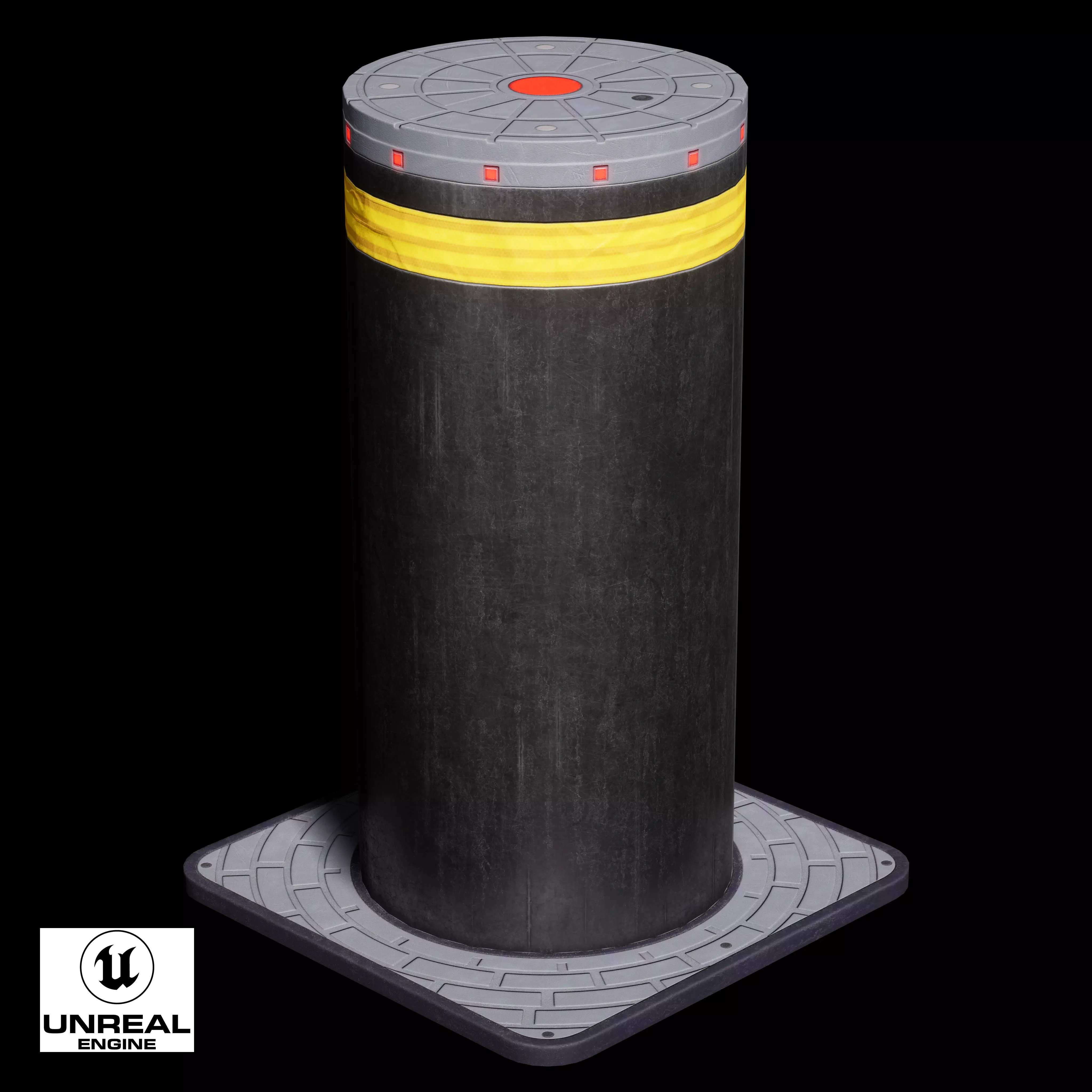 Hydraulic Bollard Low-poly 3D model_15