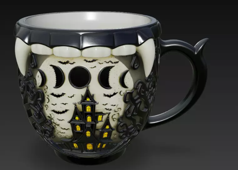Haunted Moonlit Castle Mug 3D print model_0