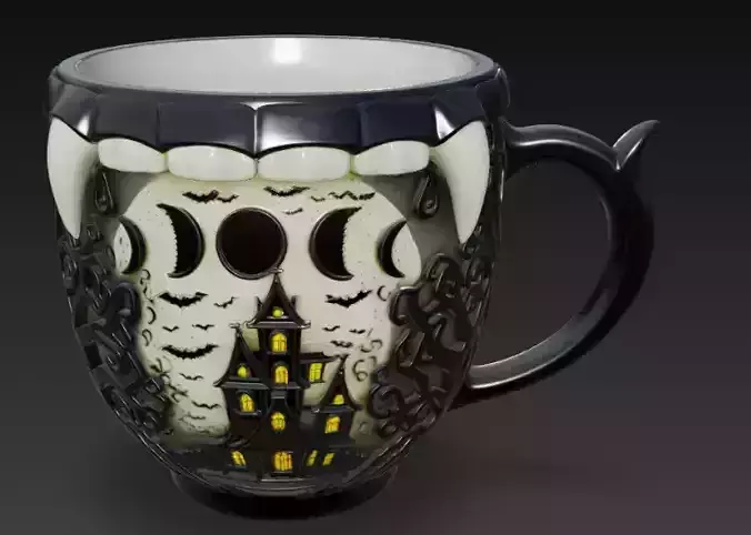 Haunted Moonlit Castle Mug 3D print model