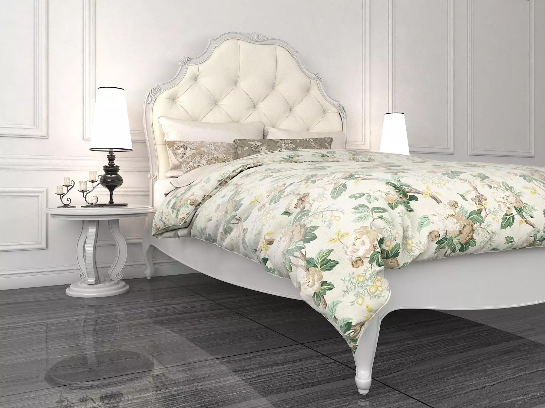 Classic European Style Bed Set 13 3D model_5