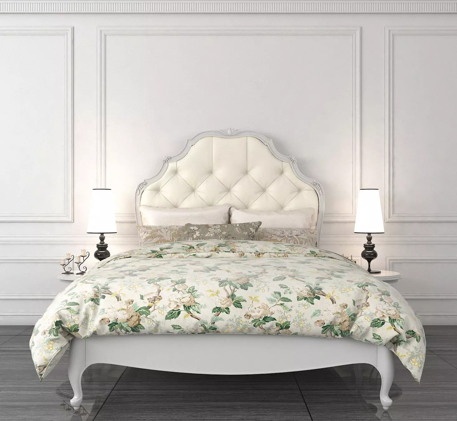 Classic European Style Bed Set 13 3D model_1