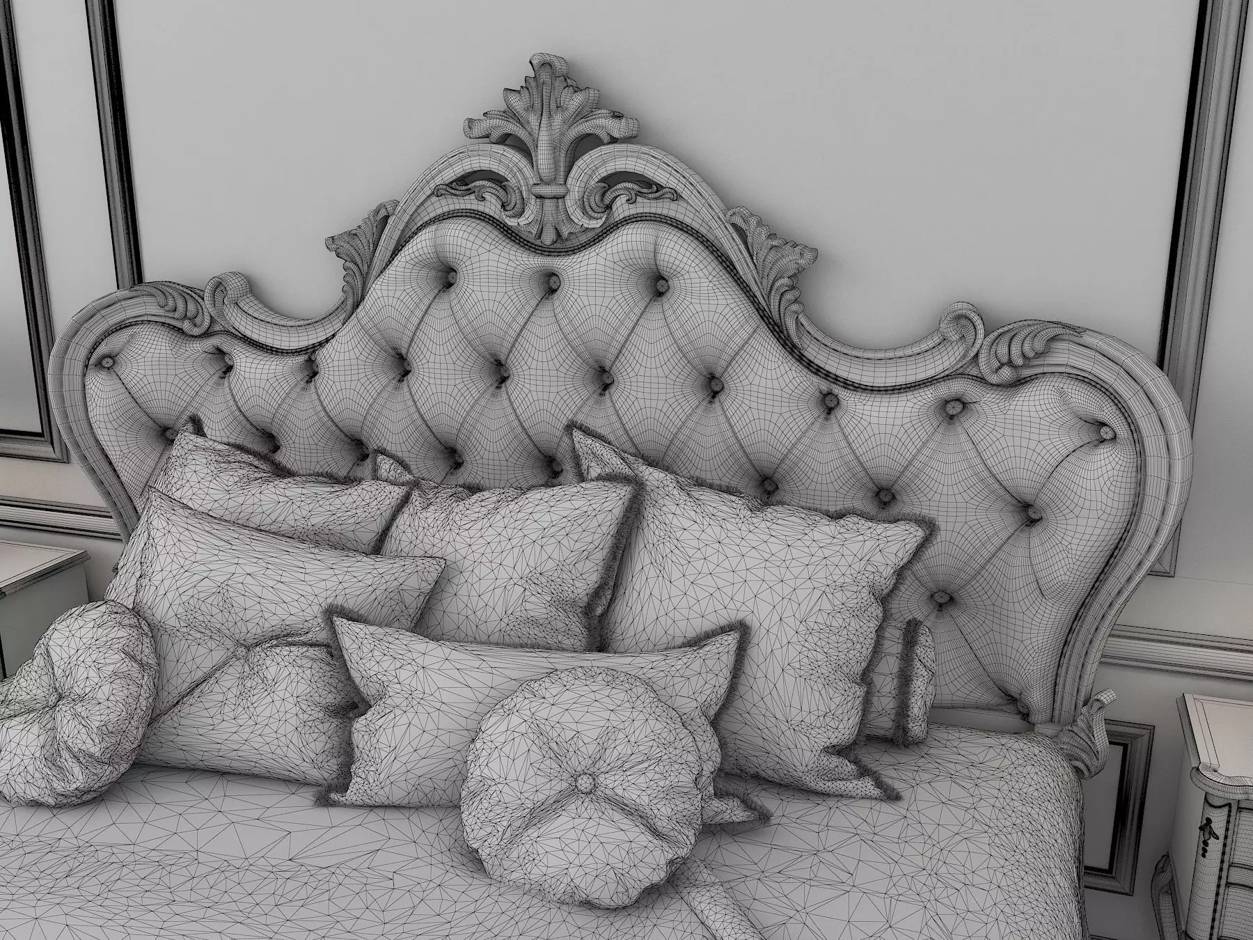 Classic European Style Bed Set 16 3D model_9