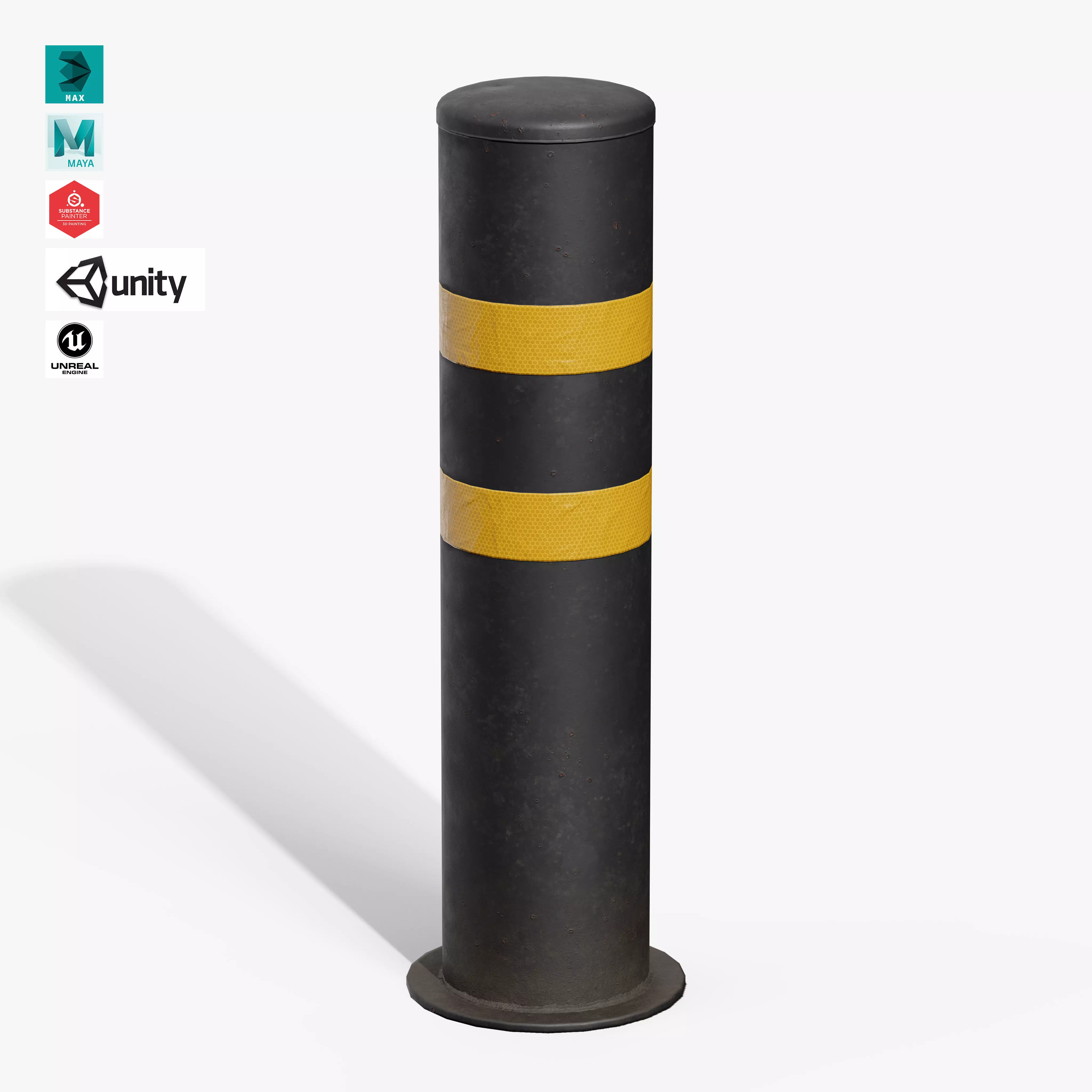 Bollard Post A Low-poly 3D model_0