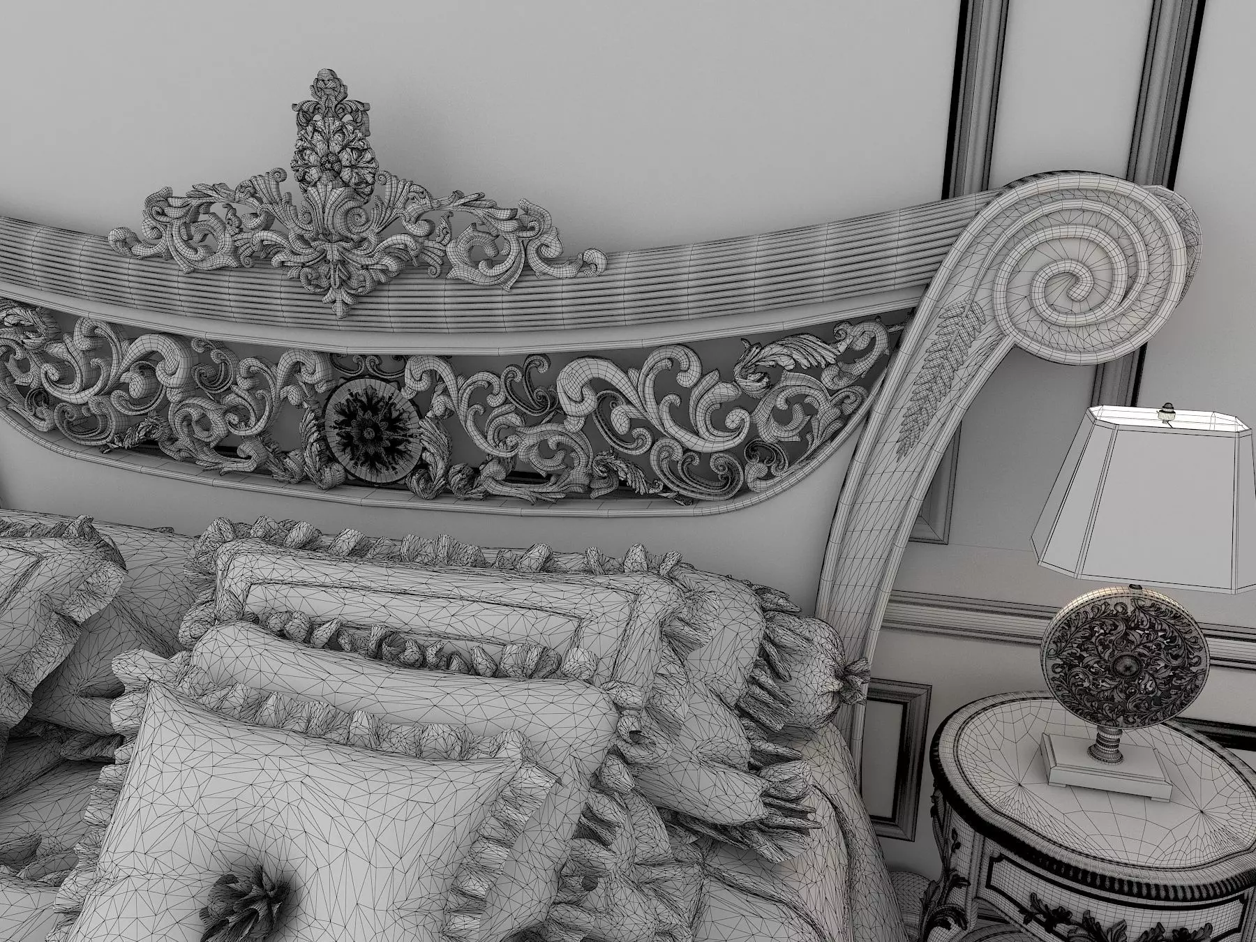 Classic European Style Bed Set 17 3D model_8
