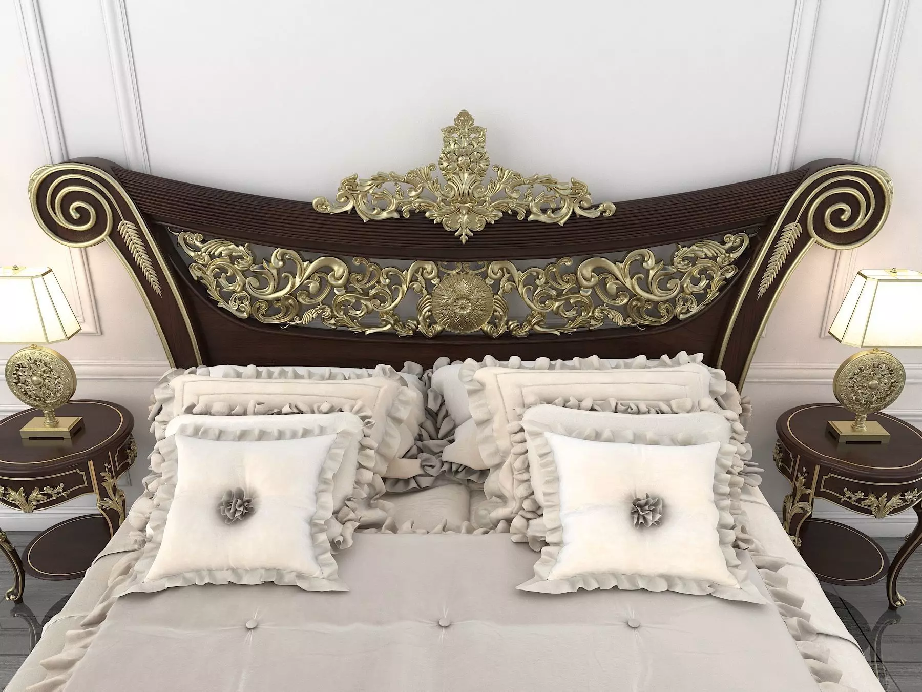 Classic European Style Bed Set 17 3D model_5