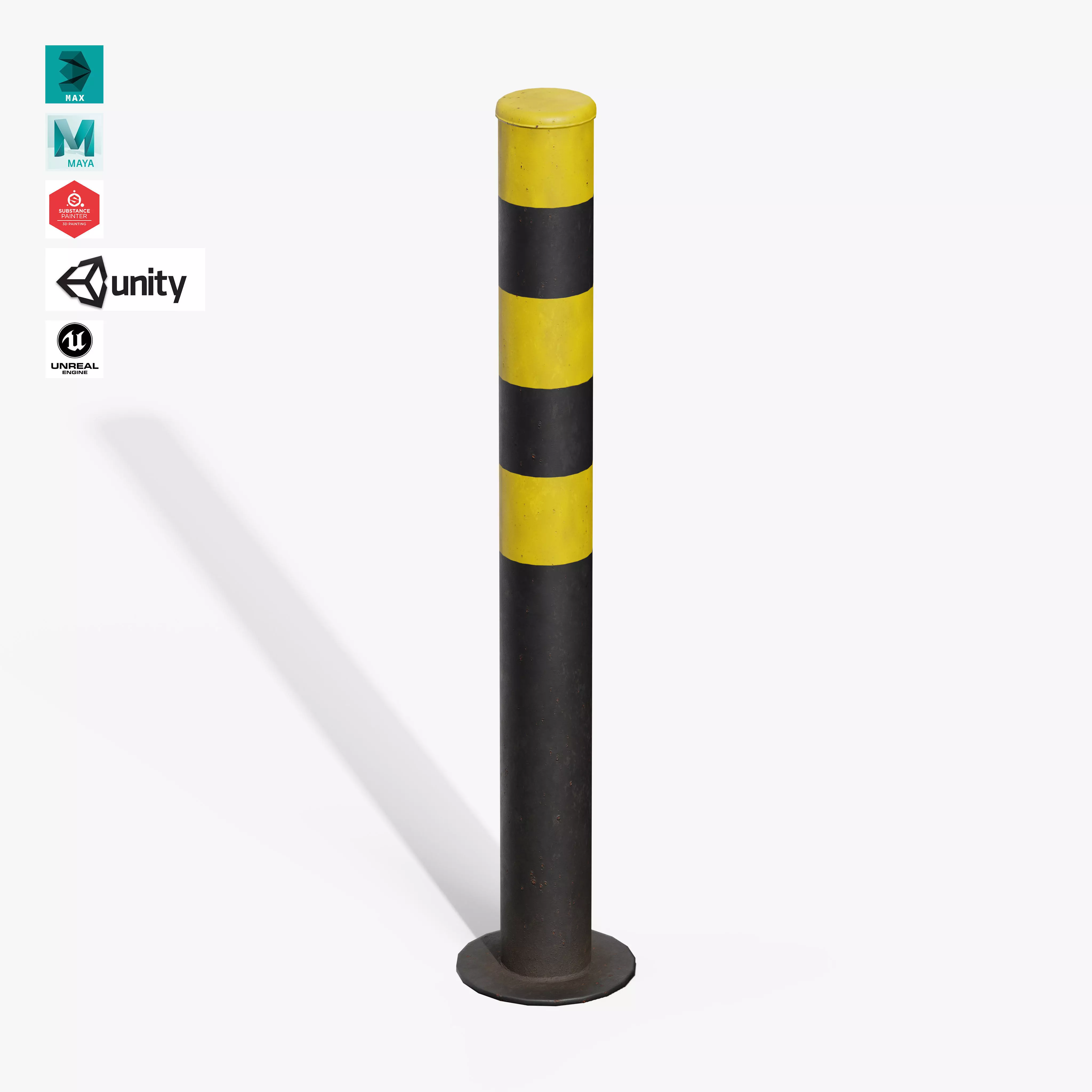 Bollard Post B Low-poly 3D model_0