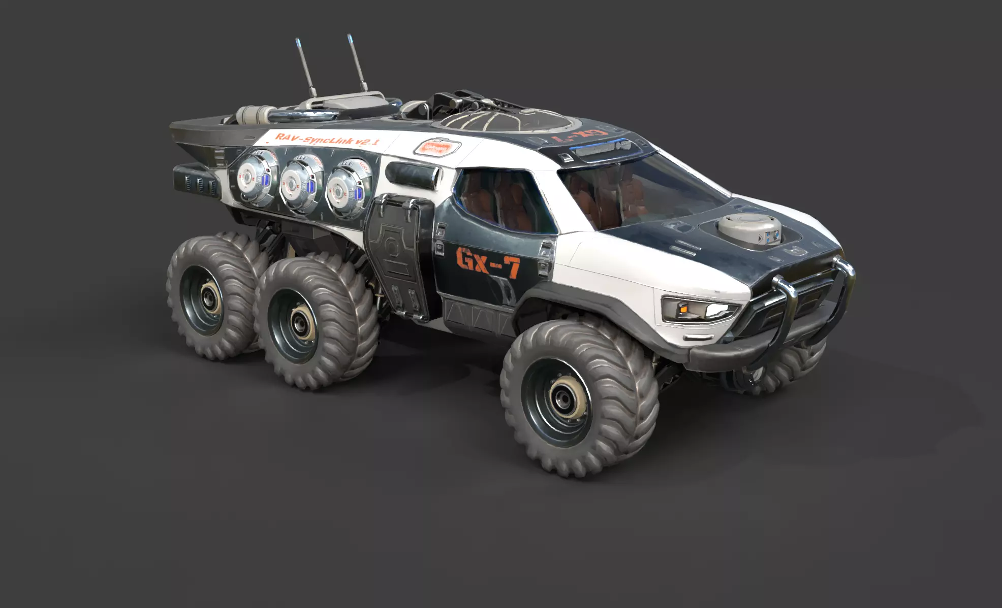 GX7 Scout Sci-Fi Exploration Vehicle with Docking Drone System 3D model_12