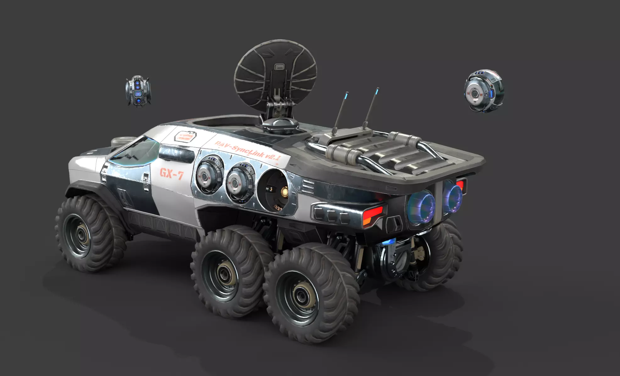GX7 Scout Sci-Fi Exploration Vehicle with Docking Drone System 3D model_2