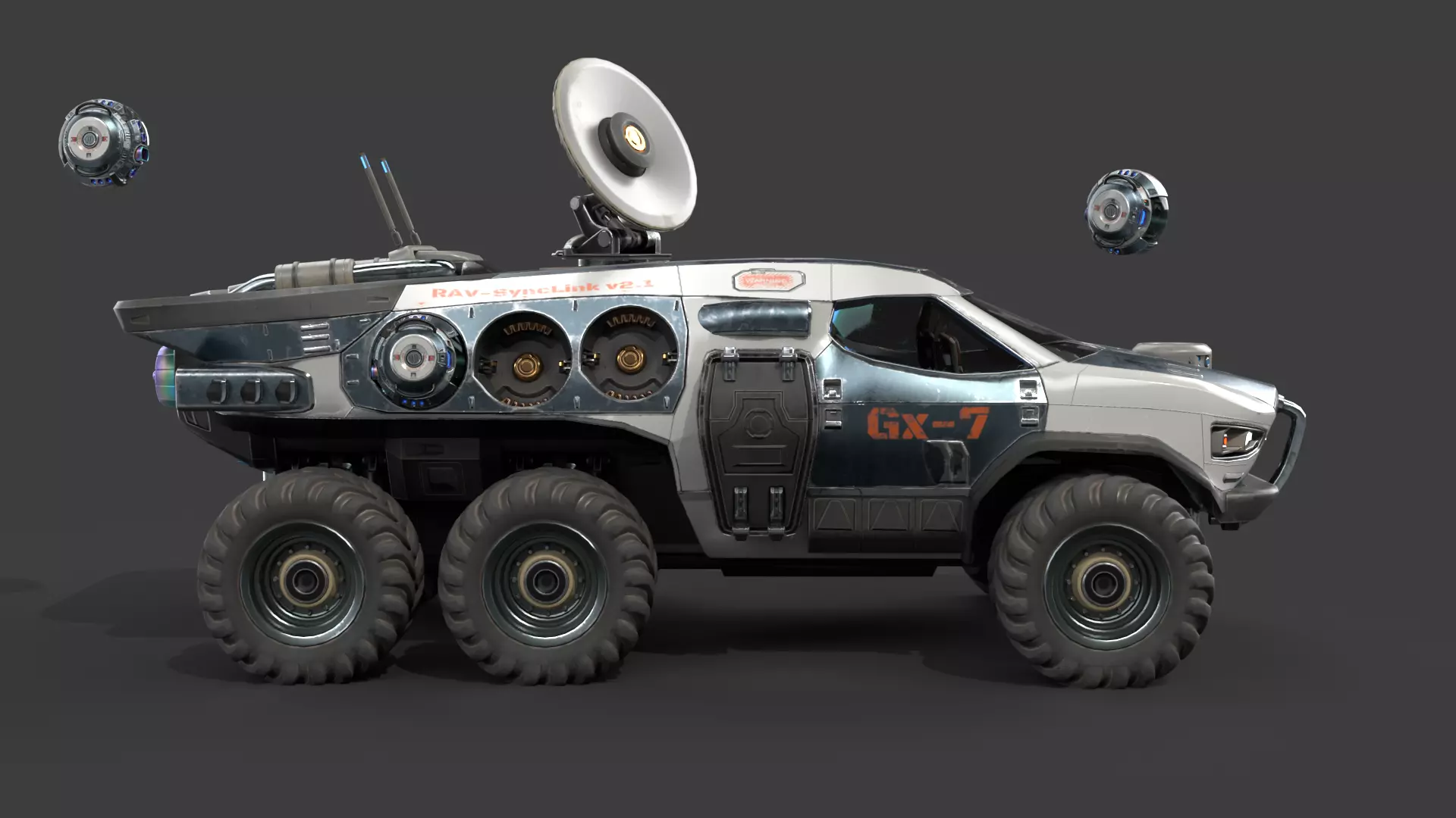 GX7 Scout Sci-Fi Exploration Vehicle with Docking Drone System 3D model_3