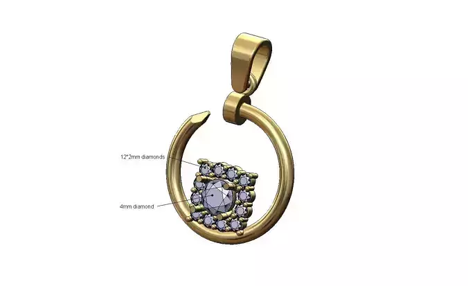 Diamond rounded square cluster nail pendant charm