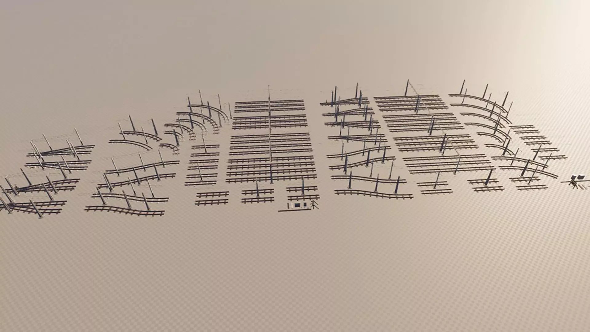 a set of electrified railway tracks and rails Low-poly 3D model_21