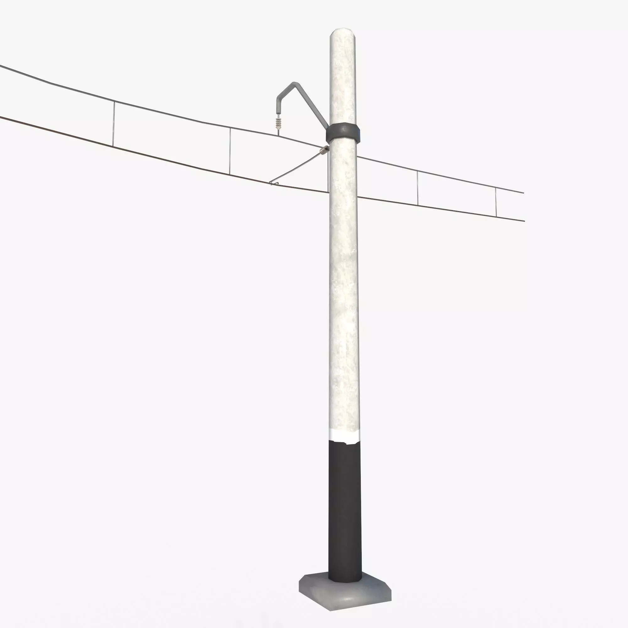 a set of electrified railway tracks and rails Low-poly 3D model_18