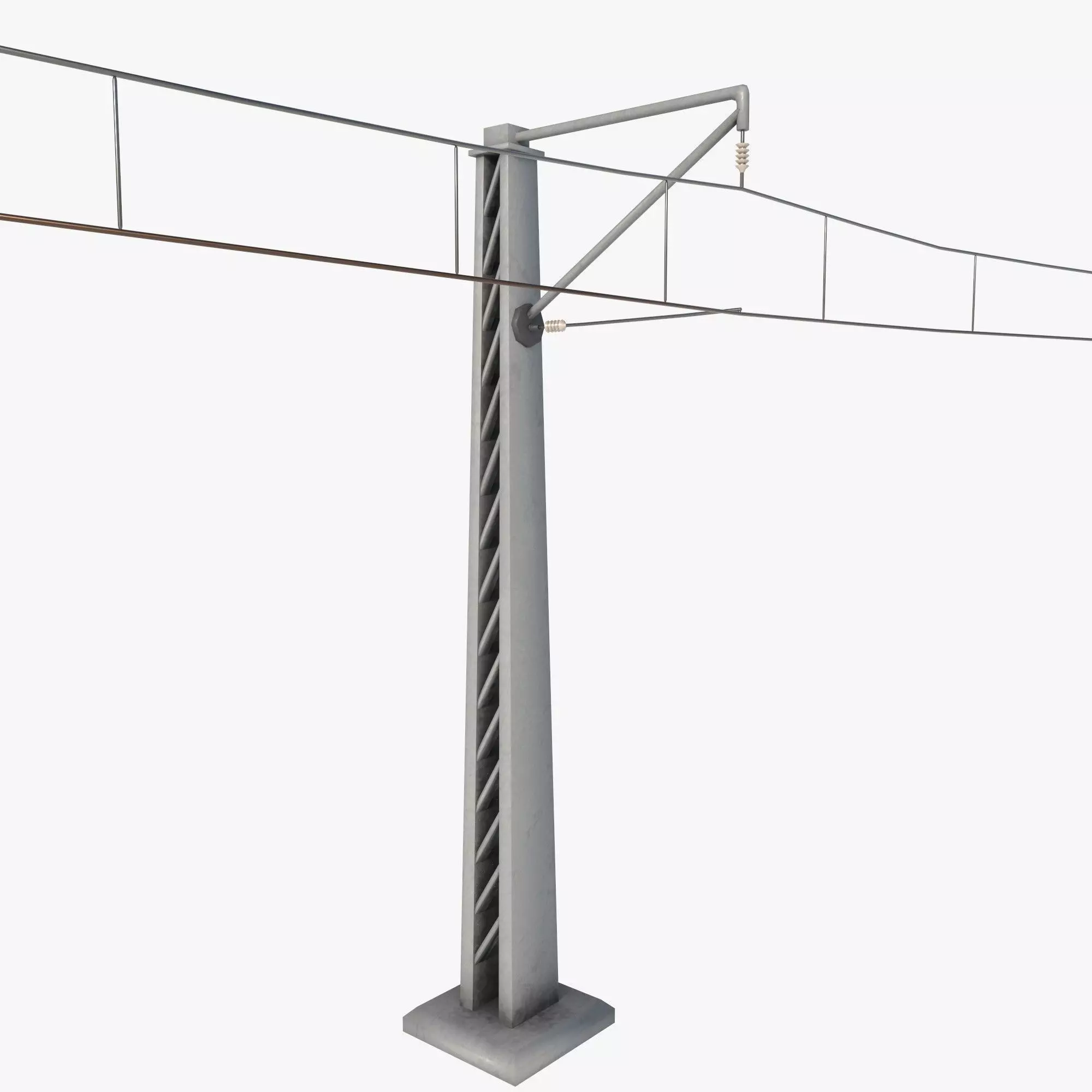 a set of electrified railway tracks and rails Low-poly 3D model_17