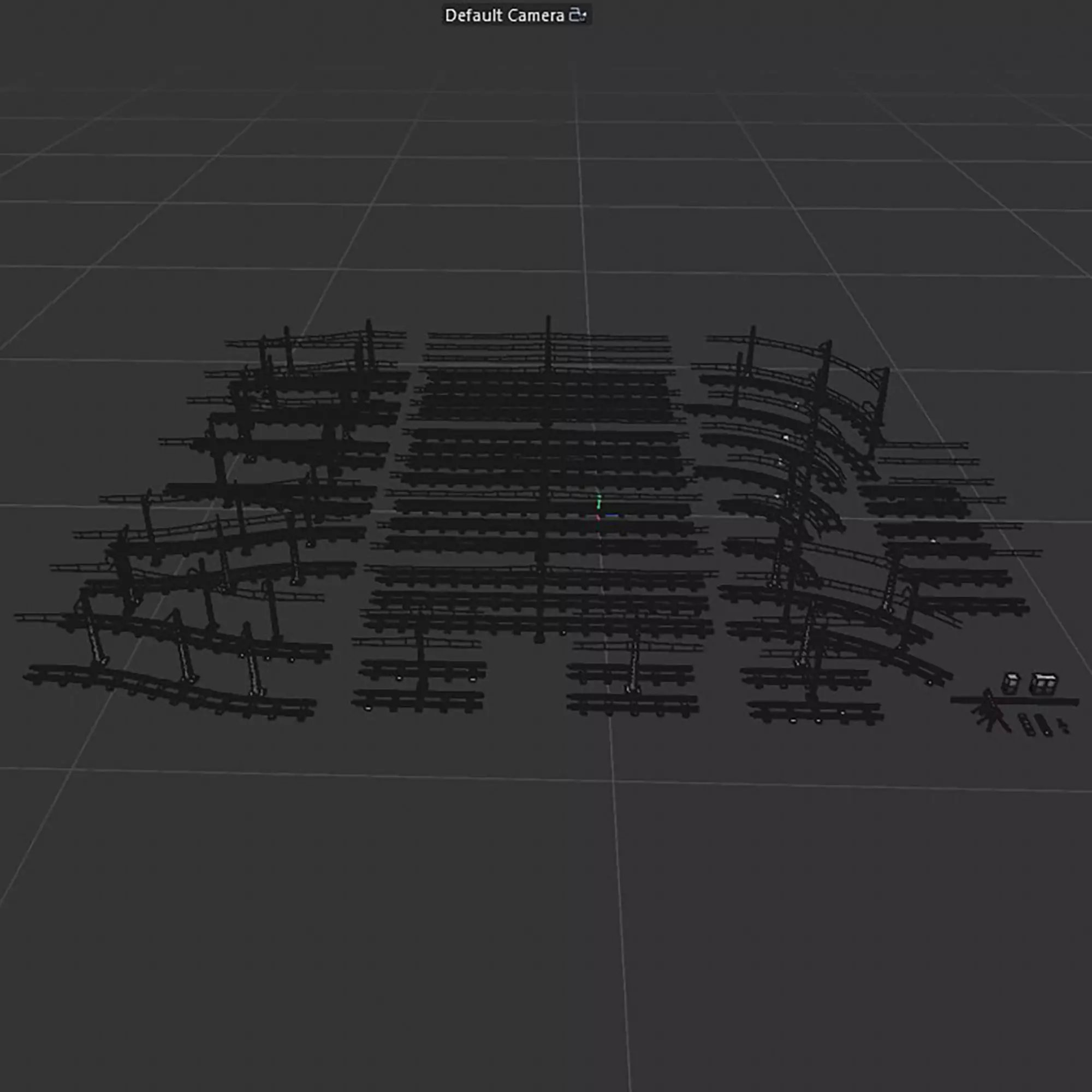 a set of electrified railway tracks and rails Low-poly 3D model_23