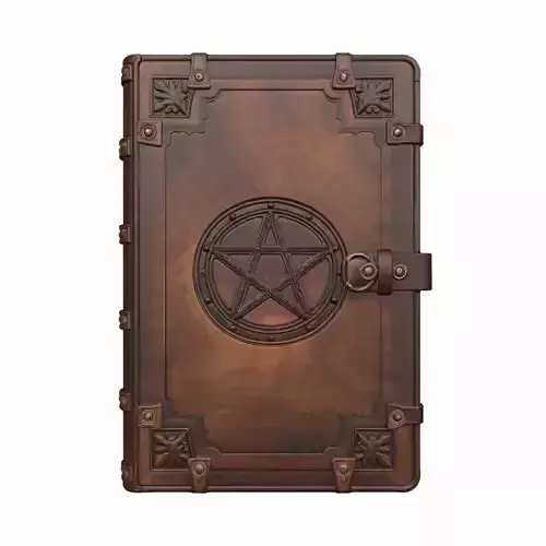 3D Leather Grimoire Book Cover Pentagram and Aged 3D model