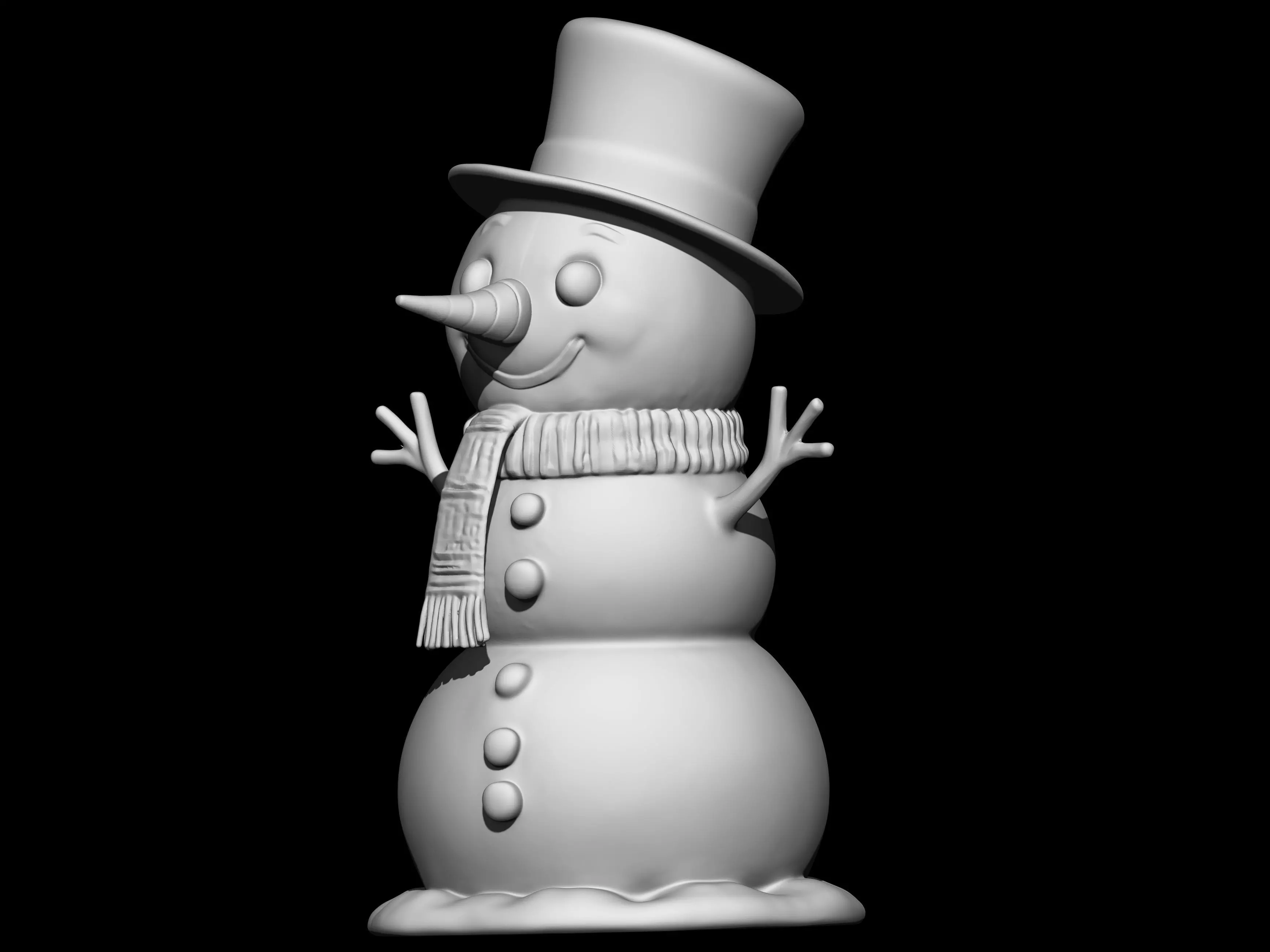Cheery Cartoon Snowman 3D print model_1