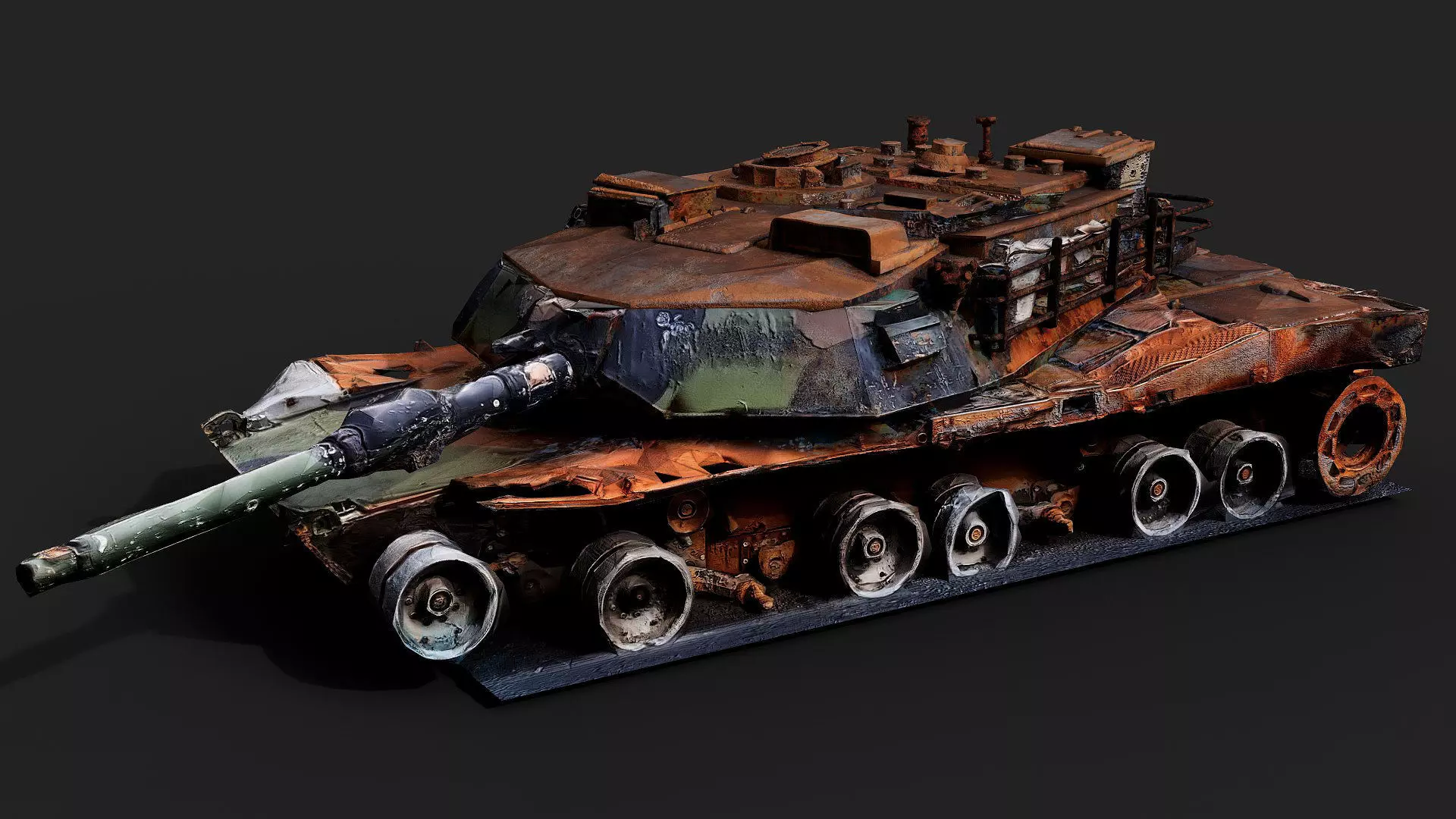 war destroyed tank burned wreck PBR photogrammetry Low-poly 3D model