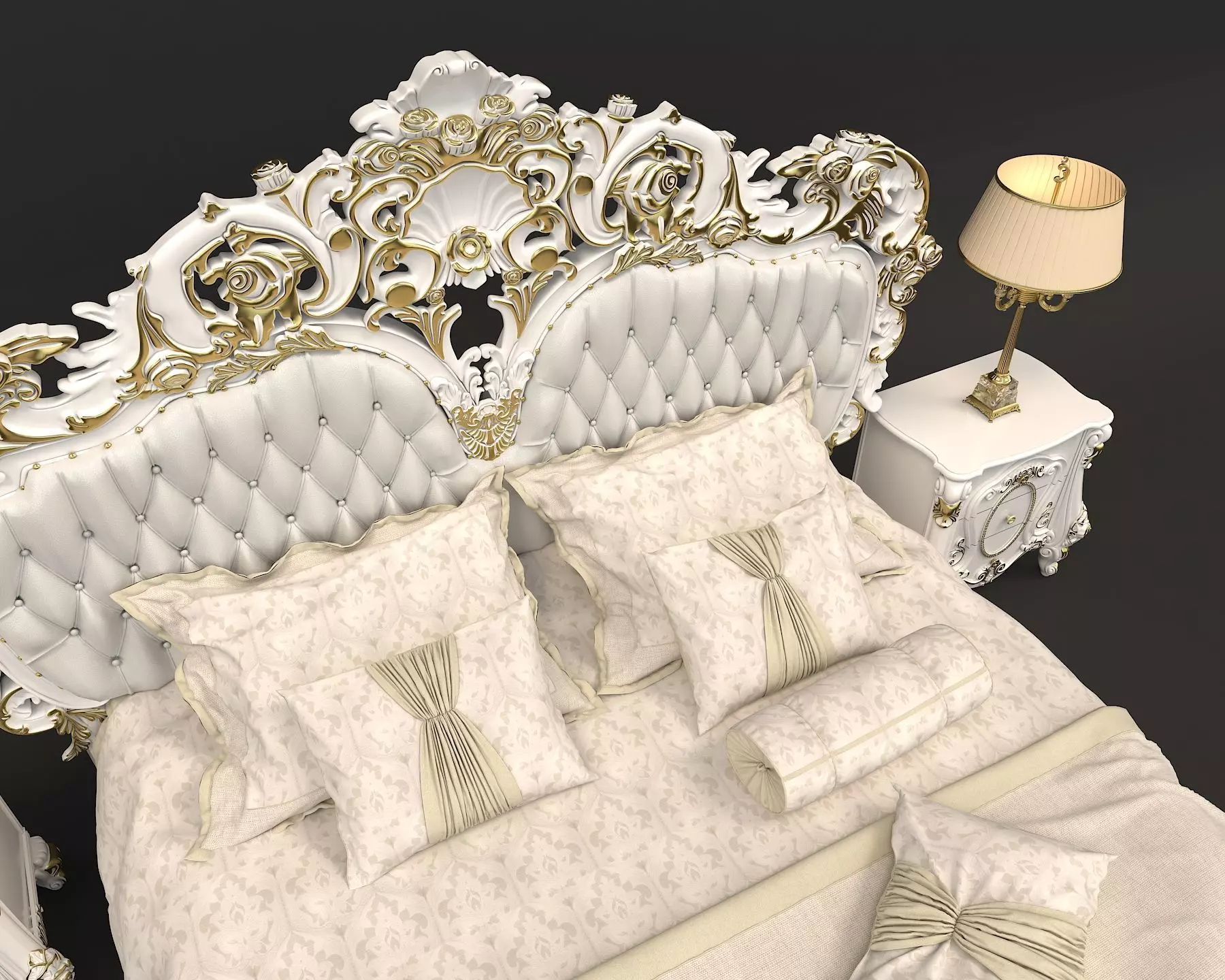 Classic European Style Bed Set 22 3D model_7