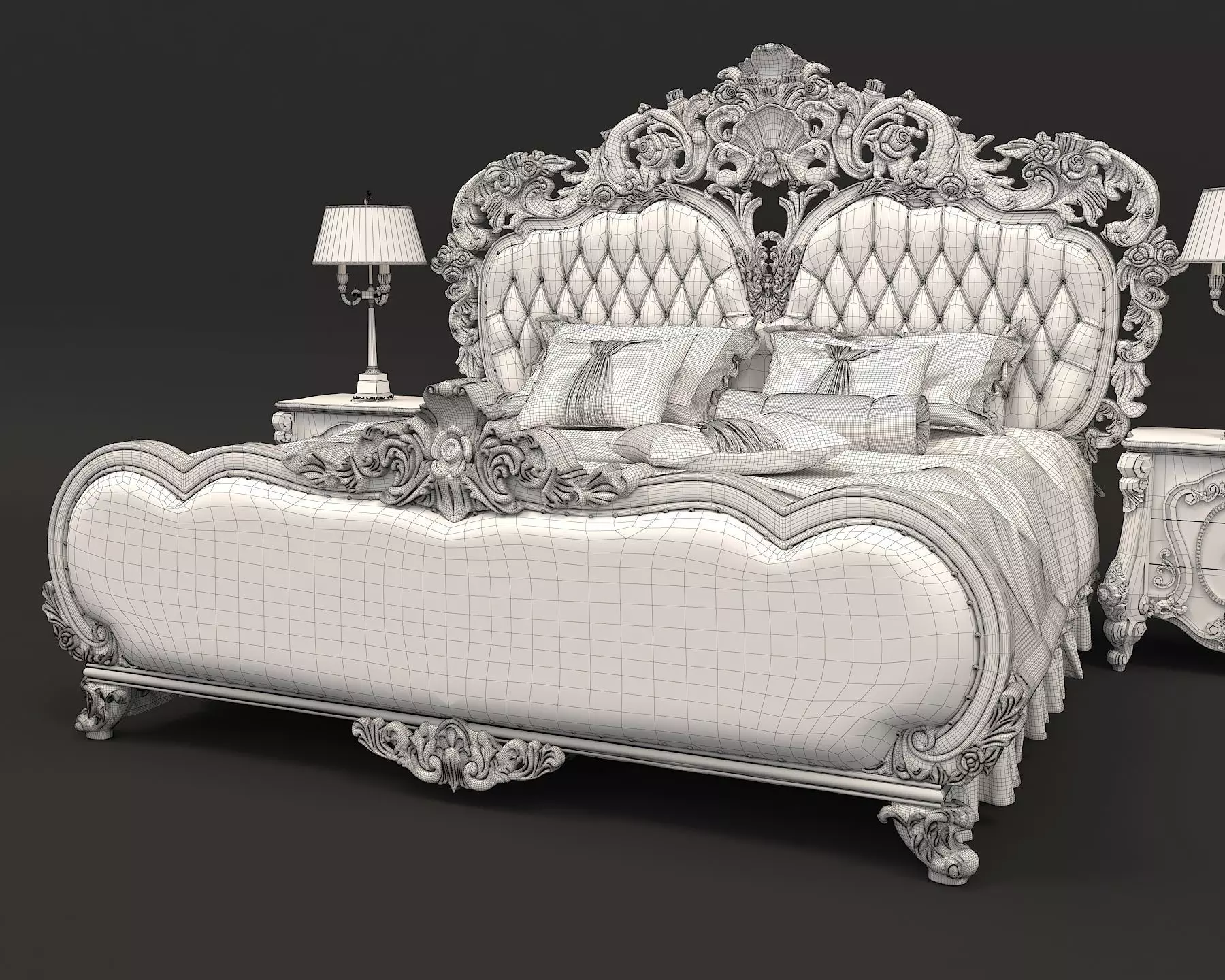 Classic European Style Bed Set 22 3D model_10