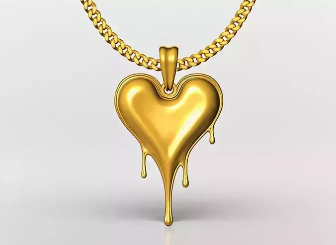 Melted heart pendant charms - one inch pendant