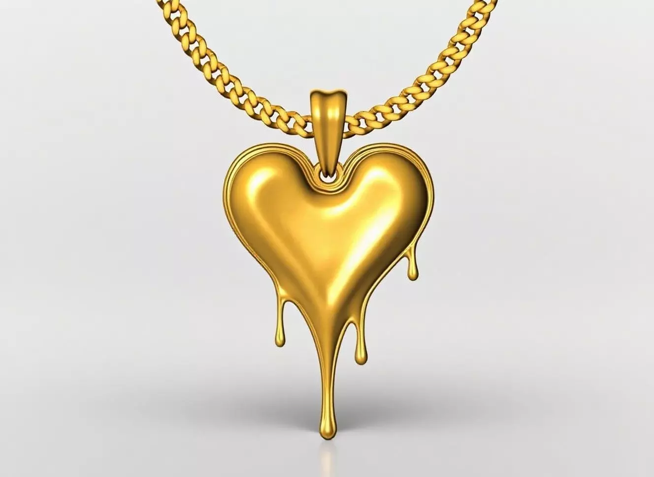 Melted heart pendant charms - one inch pendant 3D print model
