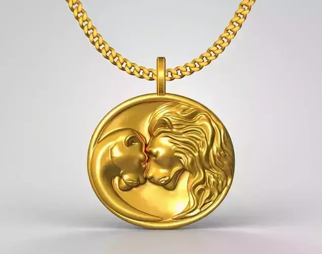lion family pendant charms - one inch pendant