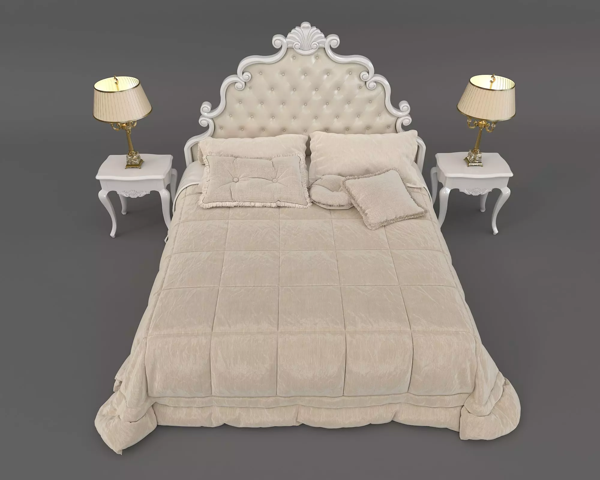 Classic European Style Bed Set 23 3D model_6
