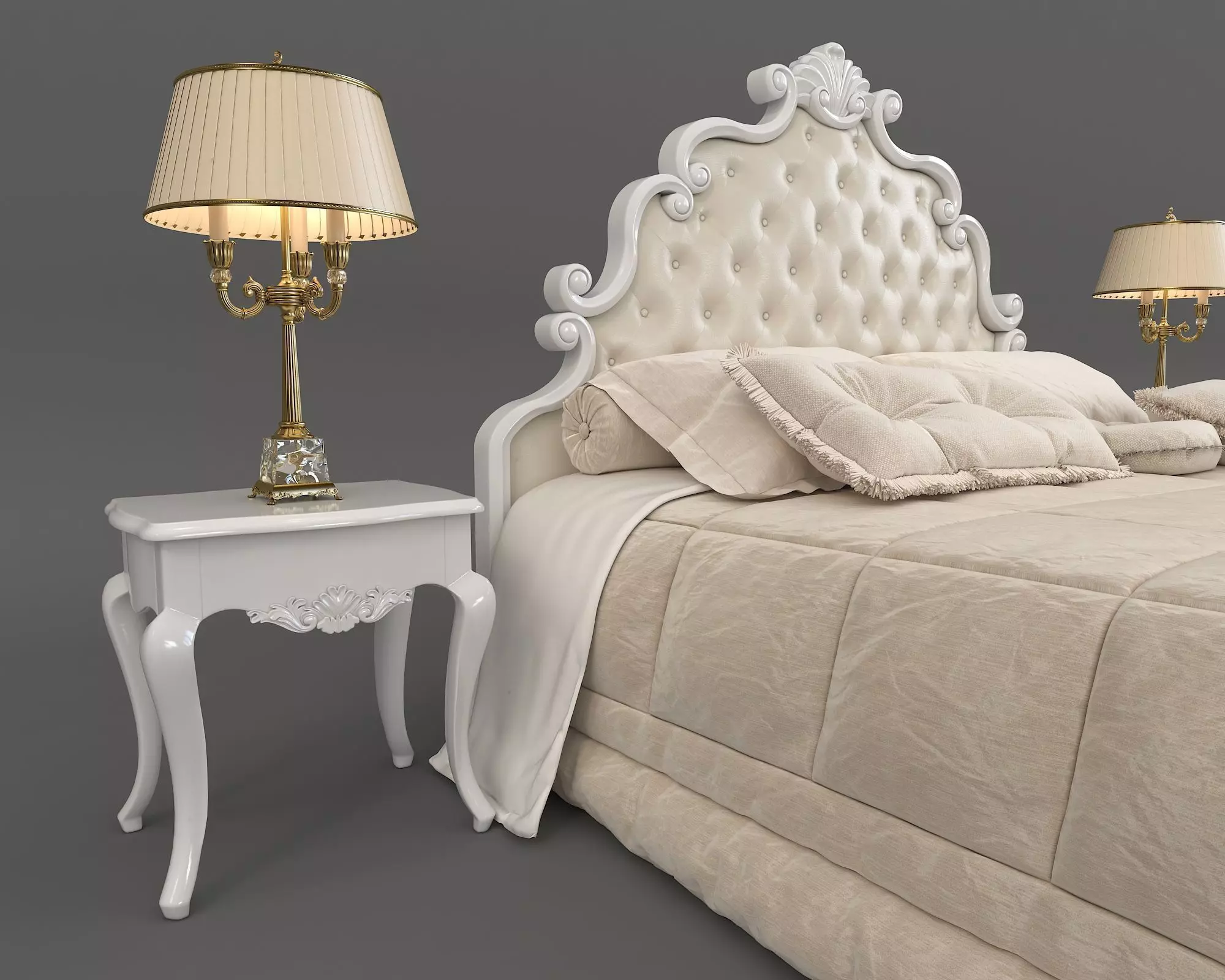 Classic European Style Bed Set 23 3D model_9