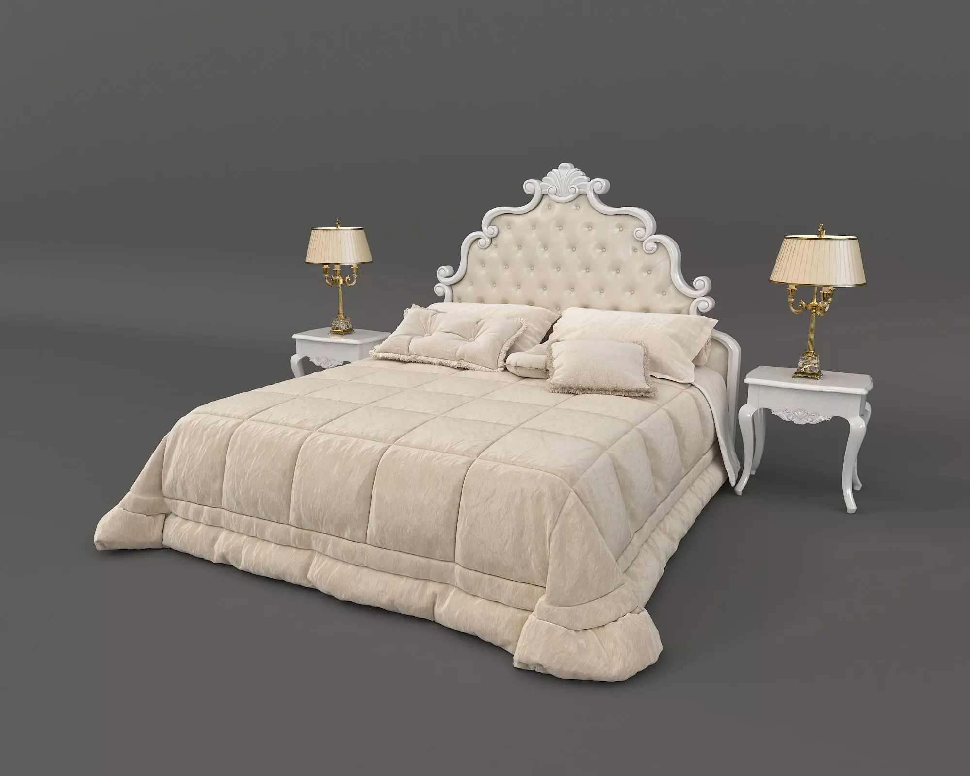 Classic European Style Bed Set 23 3D model_0