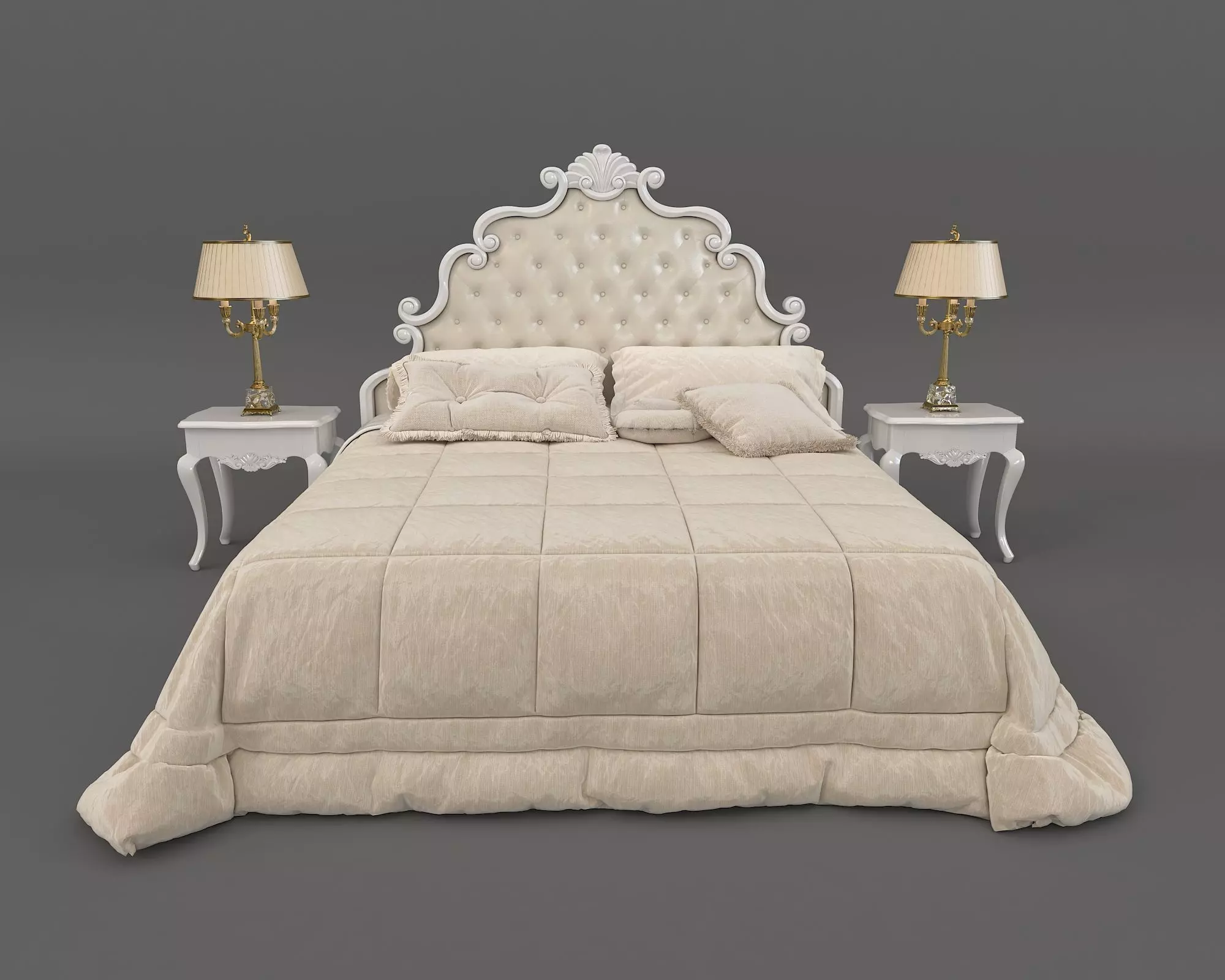 Classic European Style Bed Set 23 3D model_1