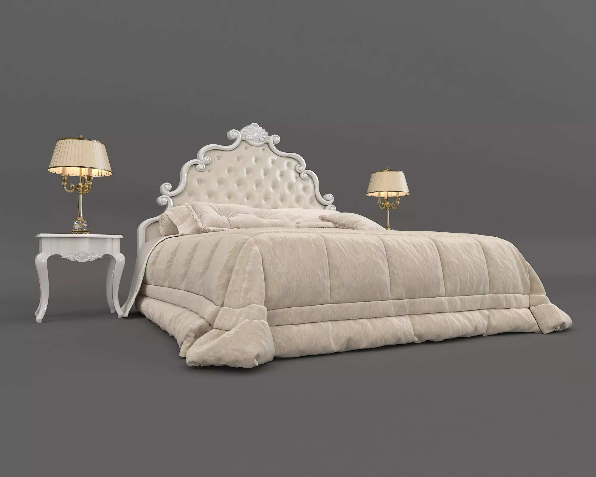 Classic European Style Bed Set 23 3D model_3