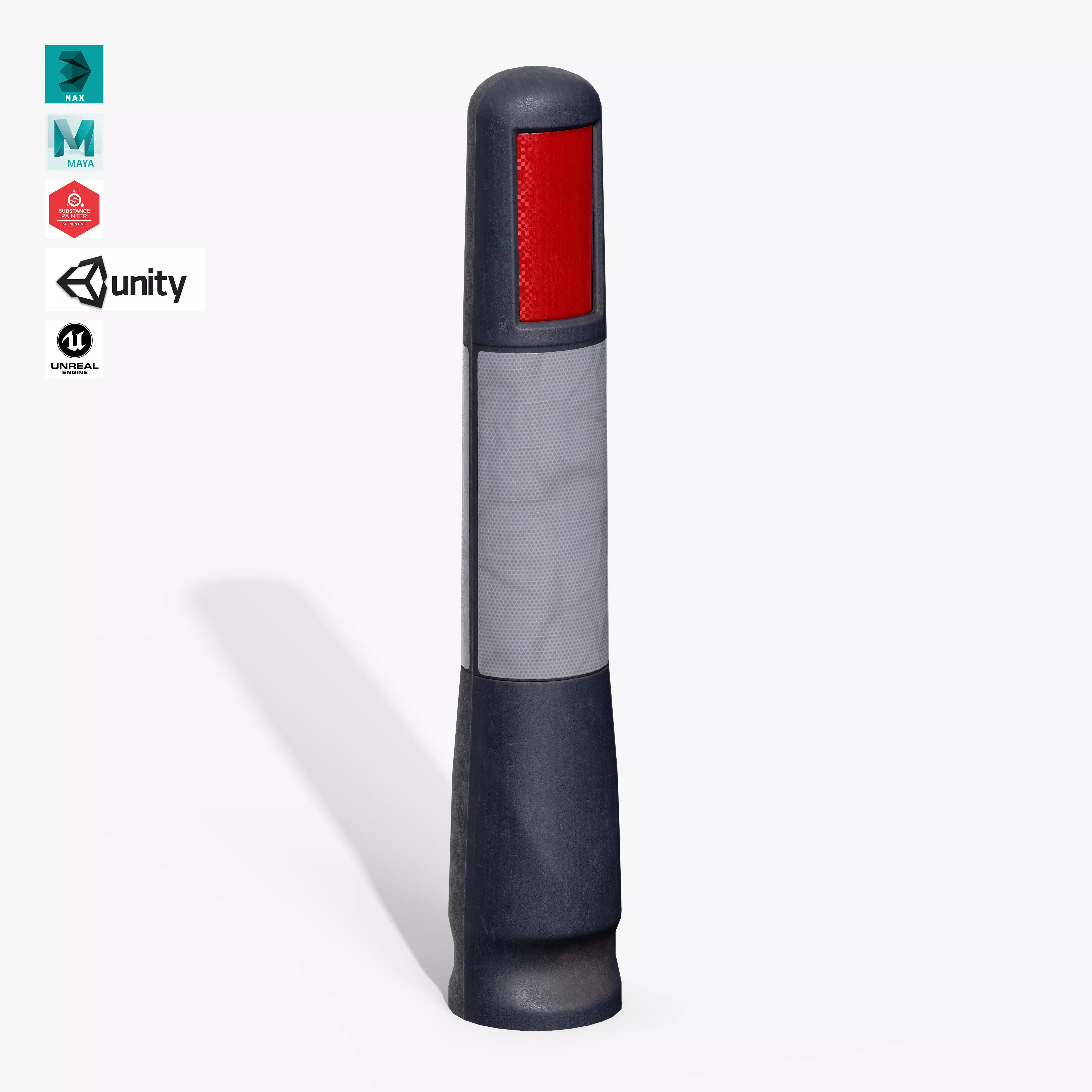 Bollard Post C Low-poly 3D model_0