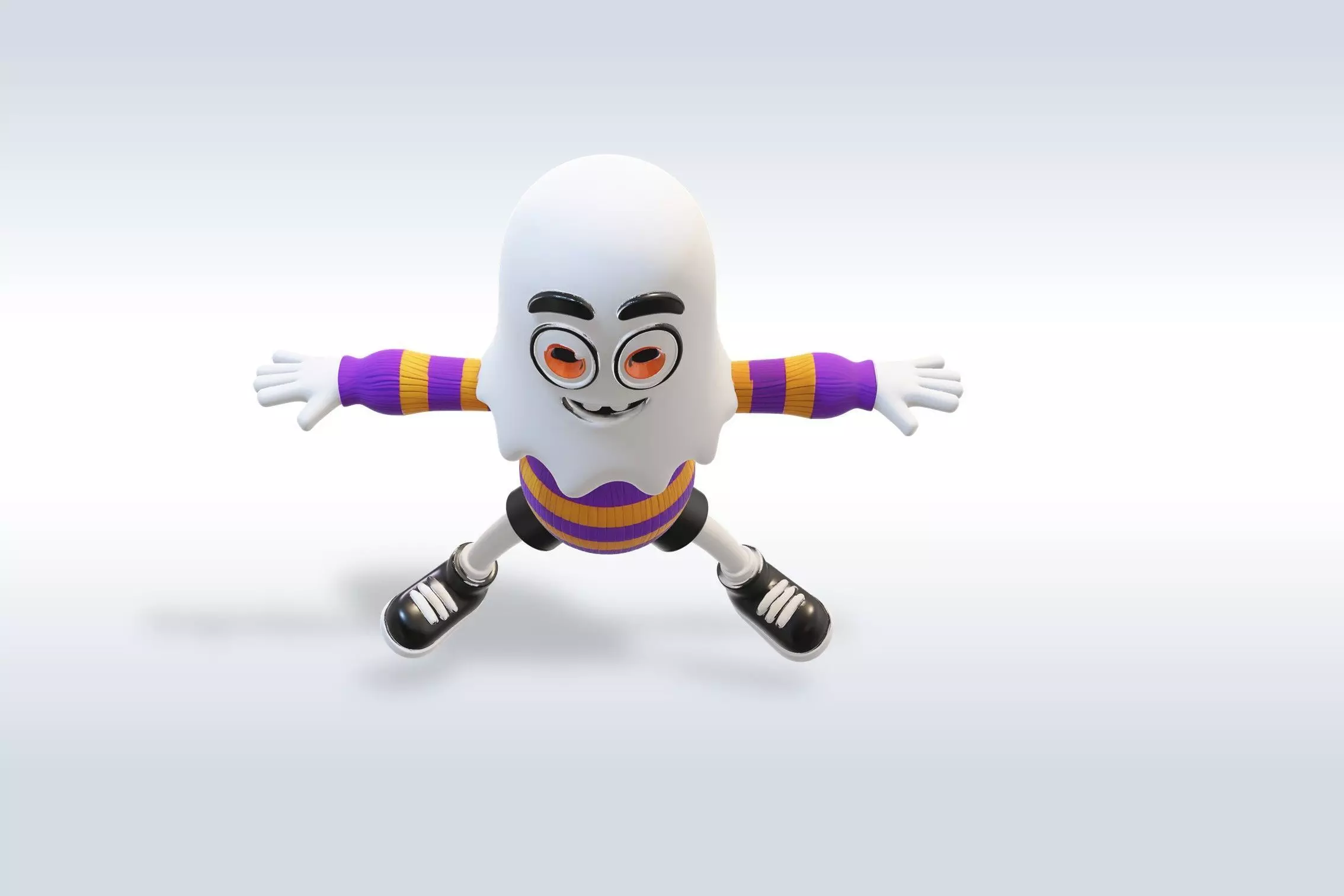 Cheerful Ghost Boy Character Halloween 3D model_3