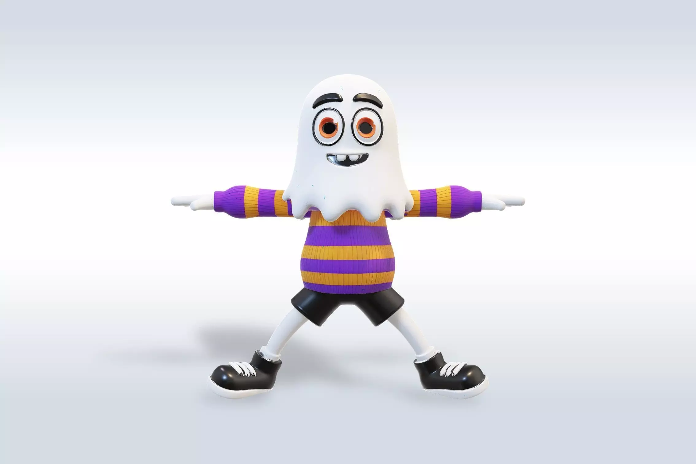 Cheerful Ghost Boy Character Halloween 3D model_0