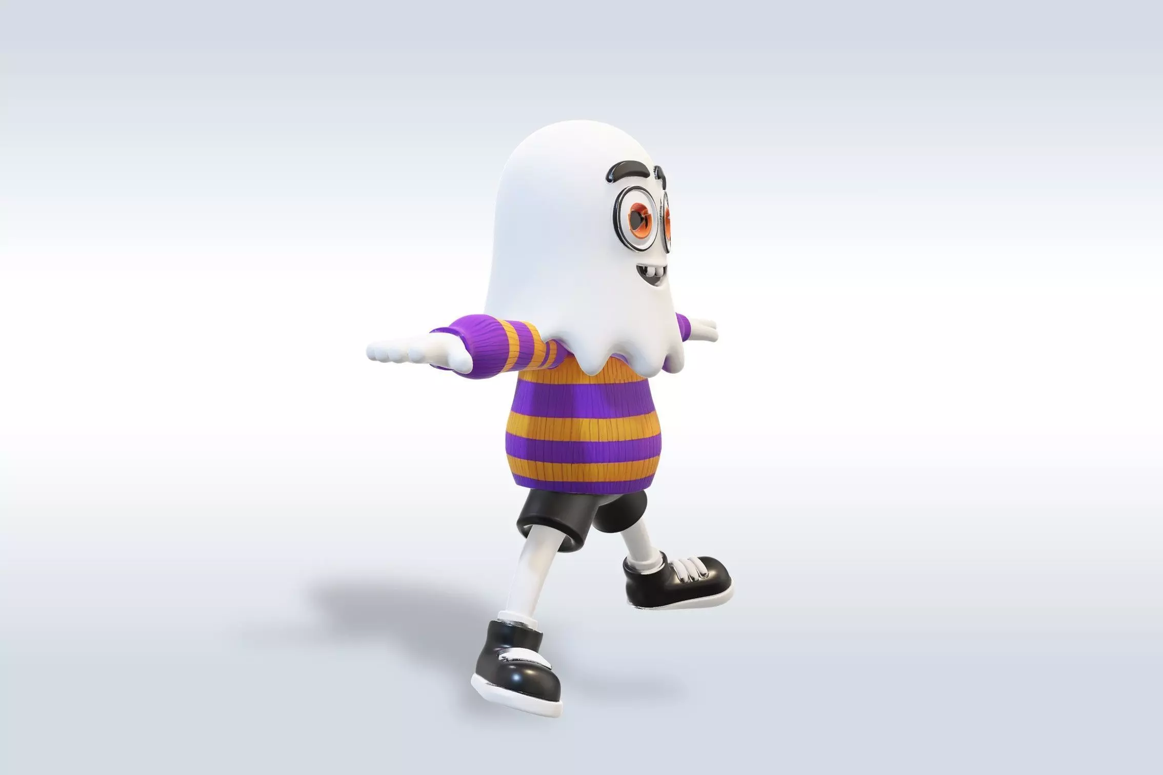 Cheerful Ghost Boy Character Halloween 3D model_1
