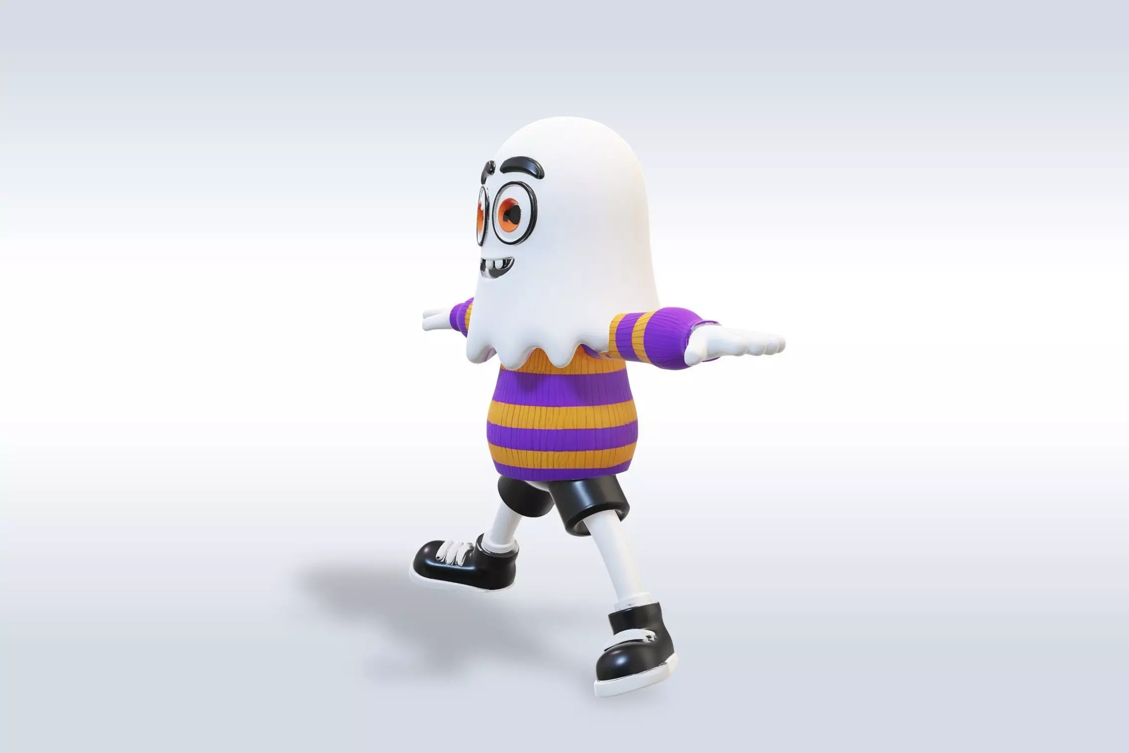 Cheerful Ghost Boy Character Halloween 3D model_2
