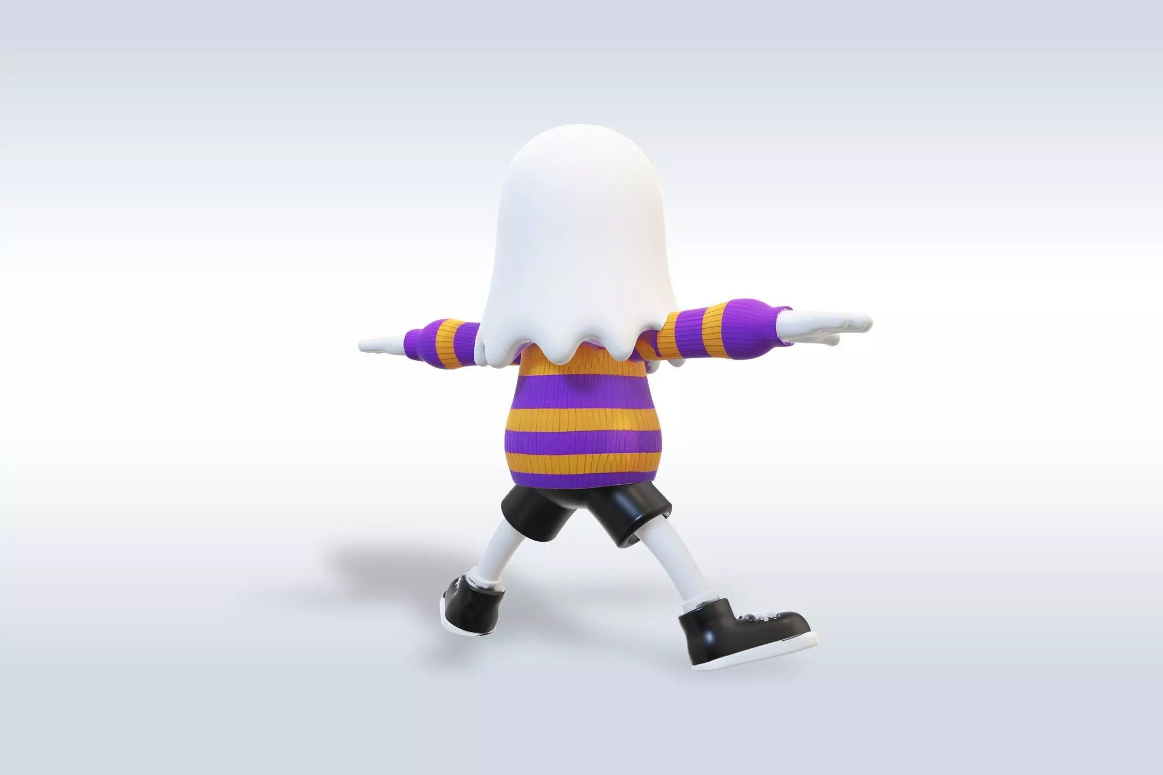 Cheerful Ghost Boy Character Halloween 3D model_4