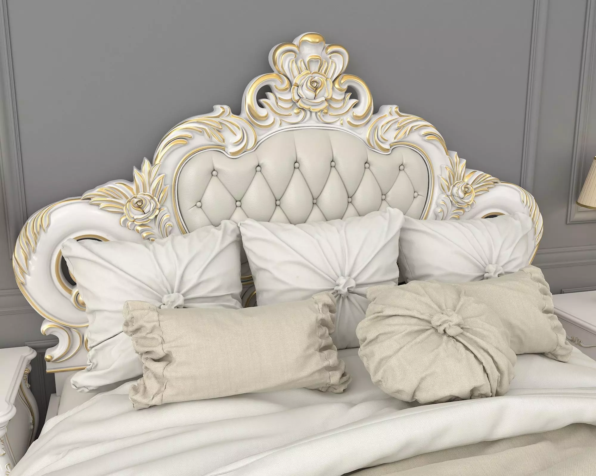 Classic European Style Bed Set 27 3D model_4
